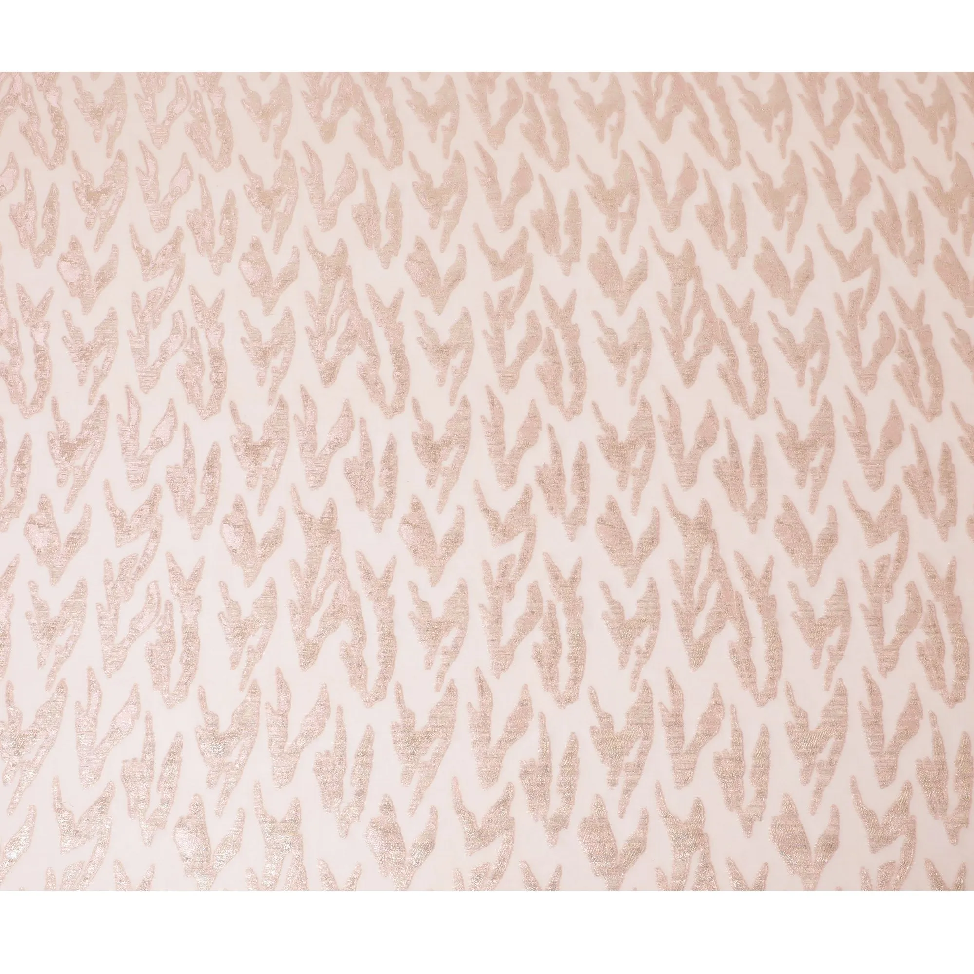 Blush Pink Pure Silk Chiffon with Rose Gold Lurex Waves, 110cm Width - Elegantly Woven in South Korea-D17901