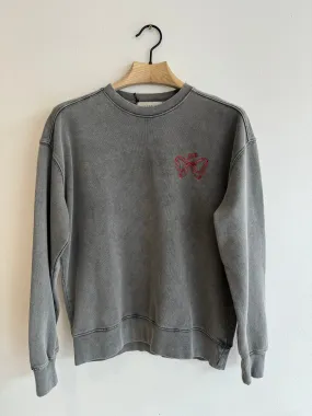 Bow Logo Crew Neck Sweater Charcoal