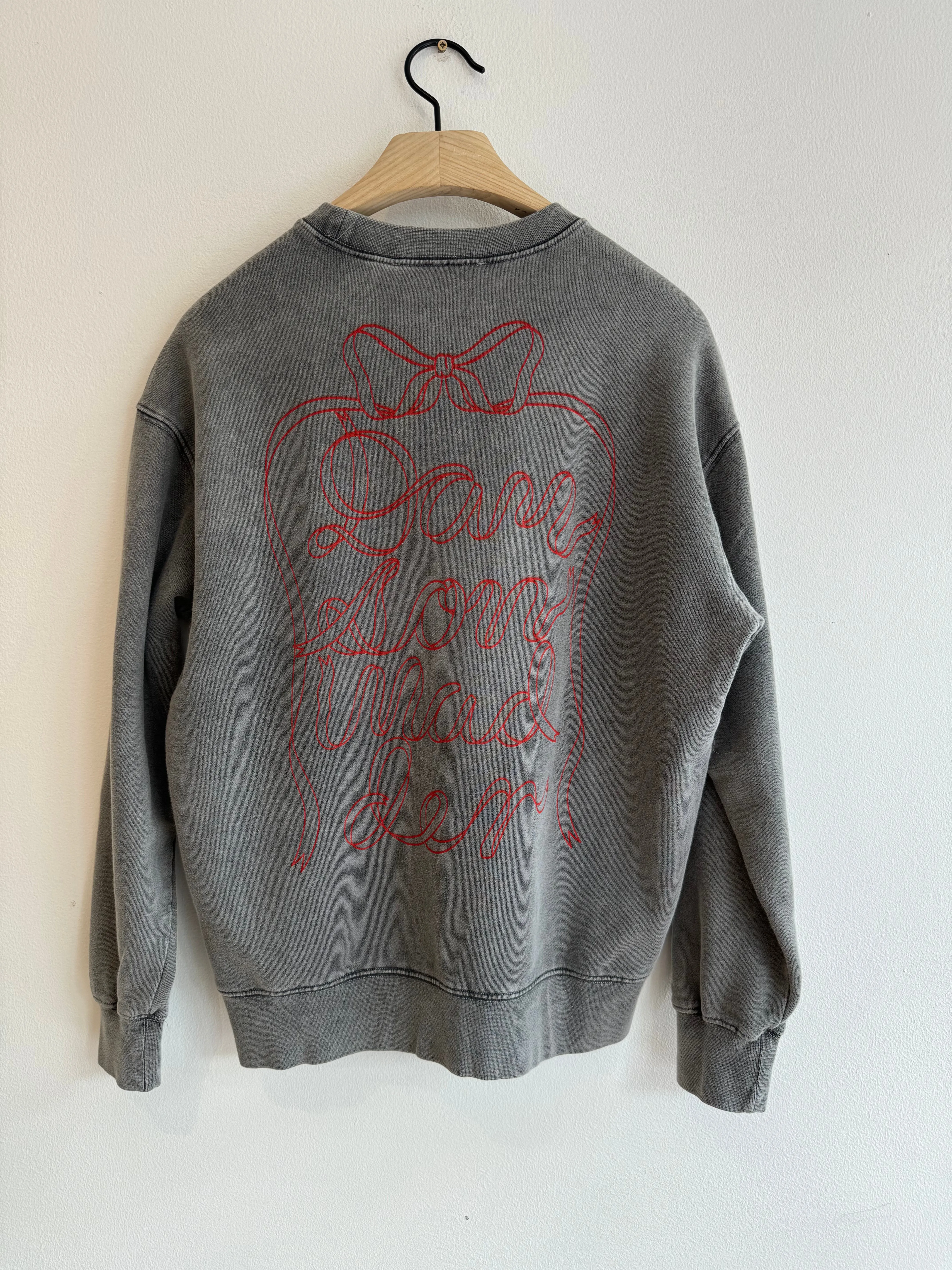 Bow Logo Crew Neck Sweater Charcoal