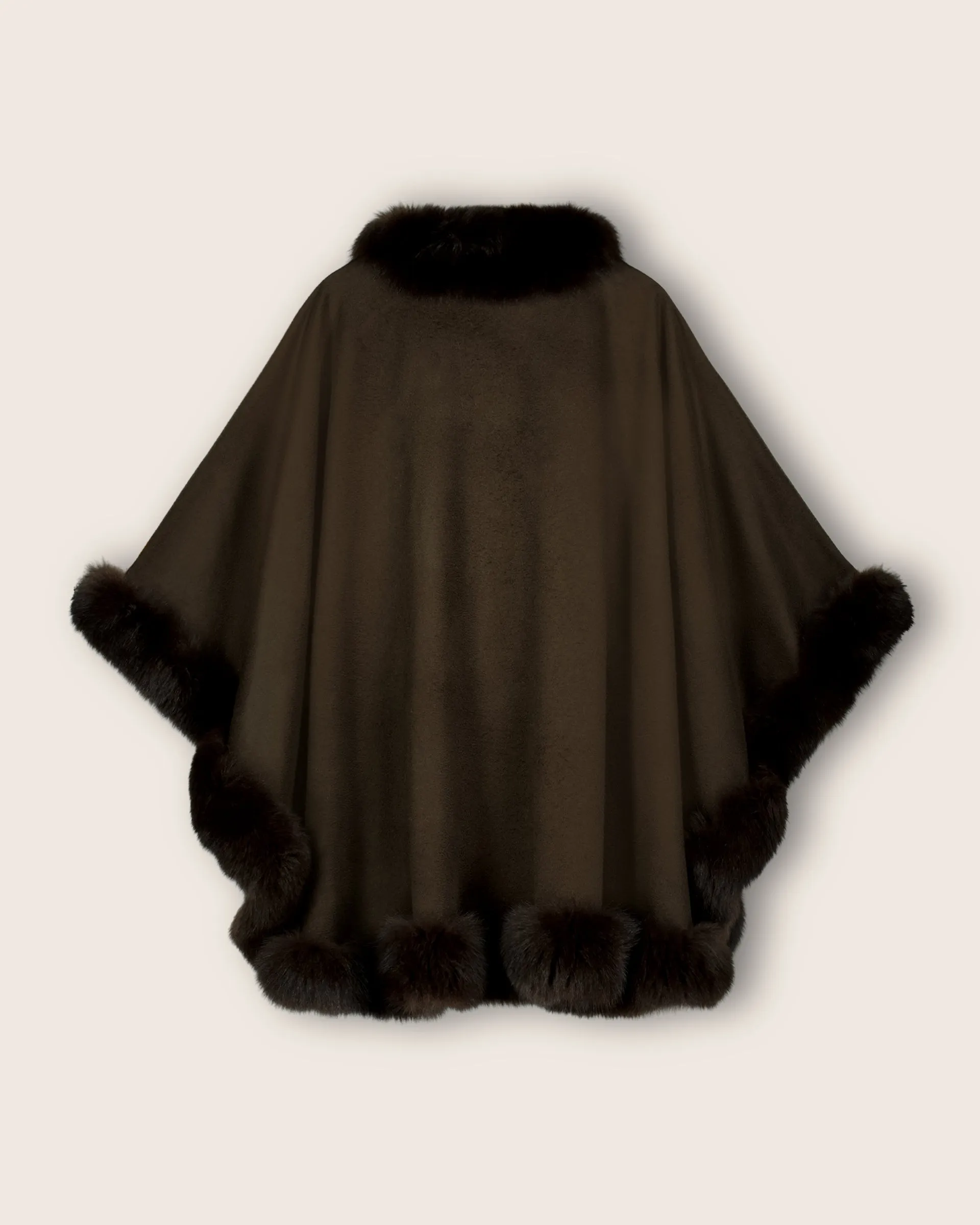 Cervinia Fur Trimmed Cashmere Cape Classic Length