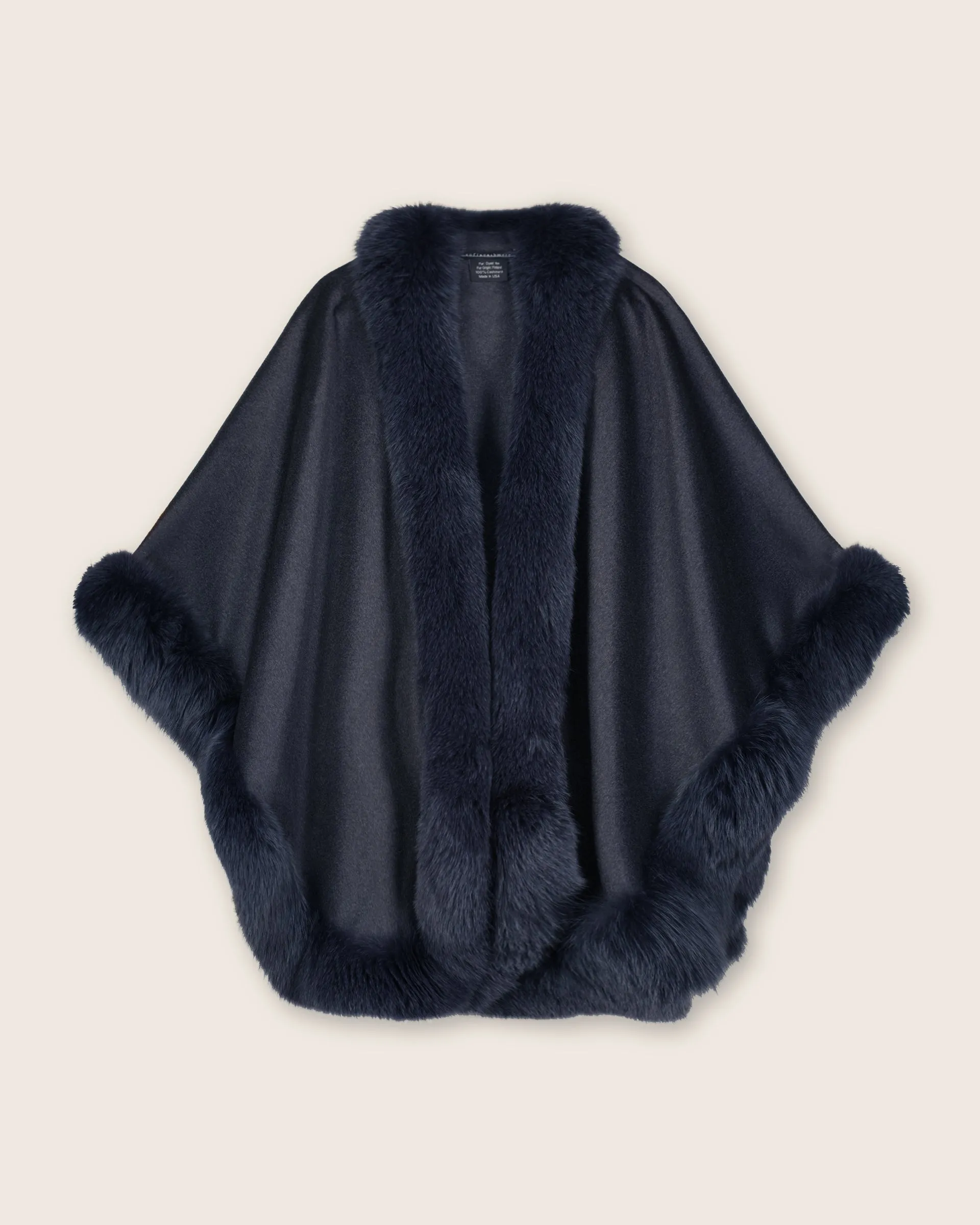 Cervinia Fur Trimmed Cashmere Cape Classic Length