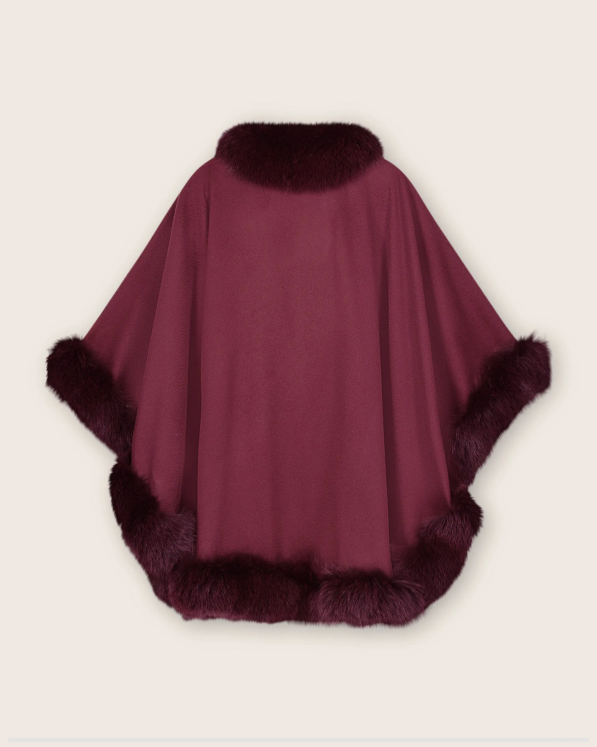 Cervinia Fur Trimmed Cashmere Cape Classic Length