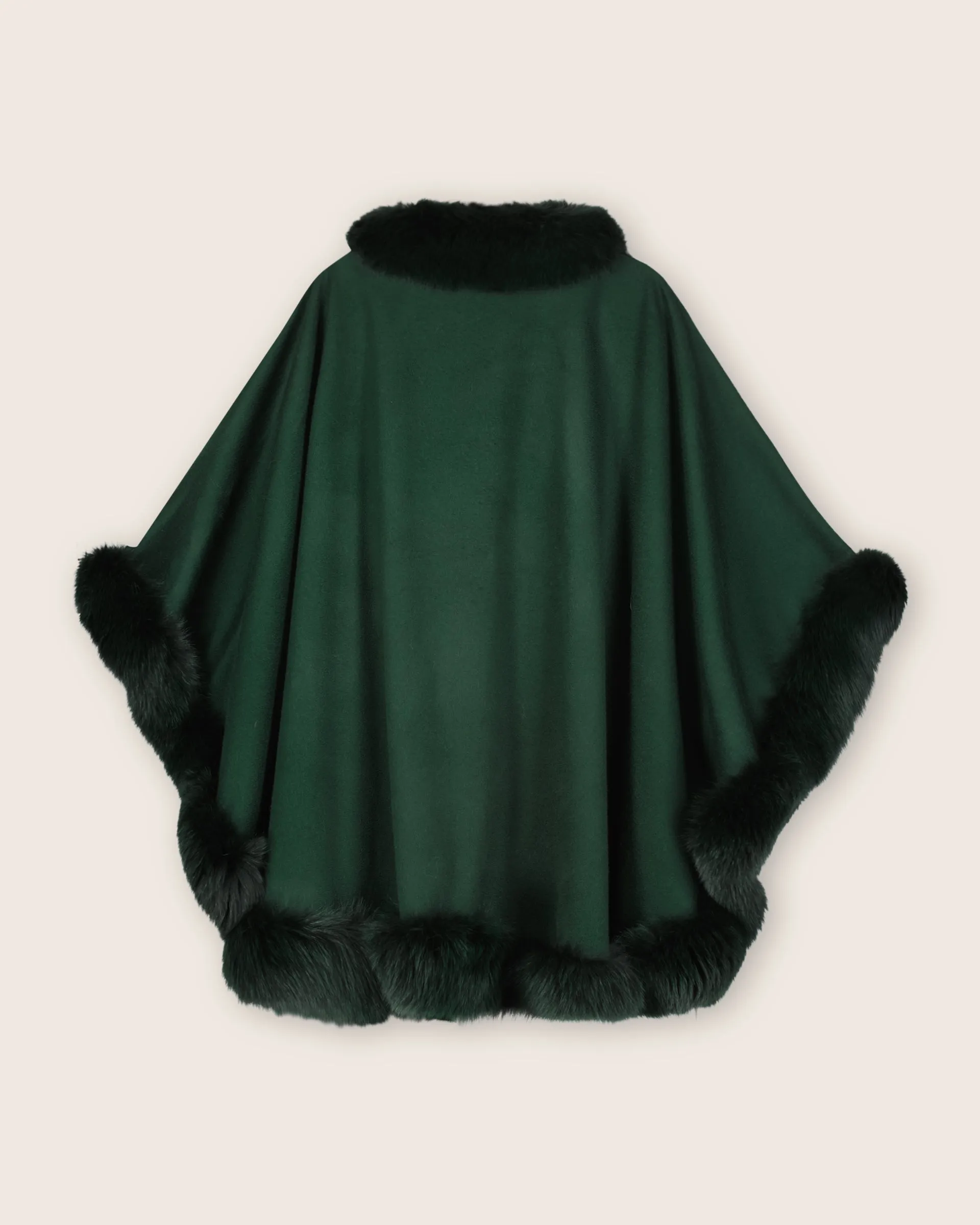 Cervinia Fur Trimmed Cashmere Cape Classic Length