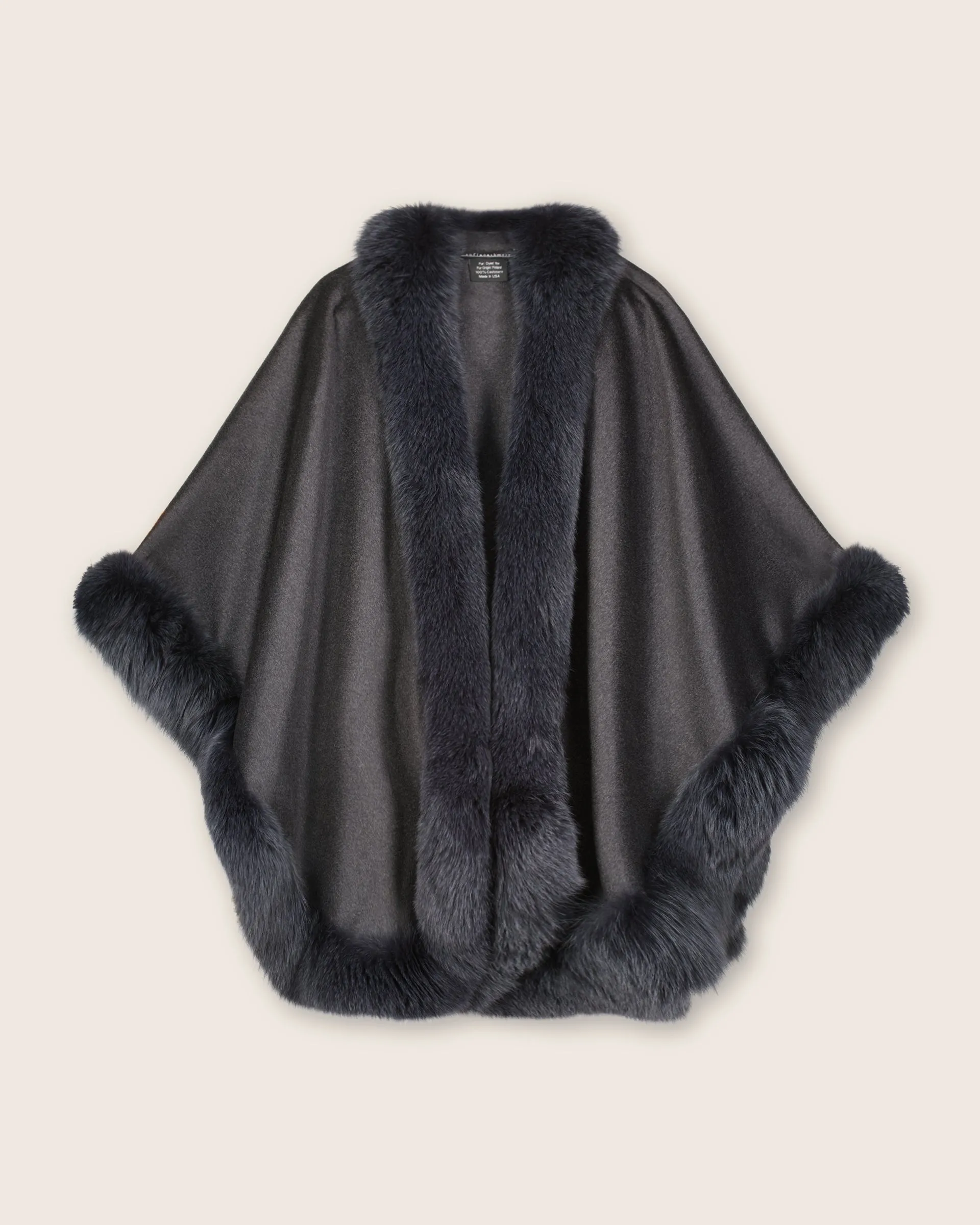 Cervinia Fur Trimmed Cashmere Cape Classic Length