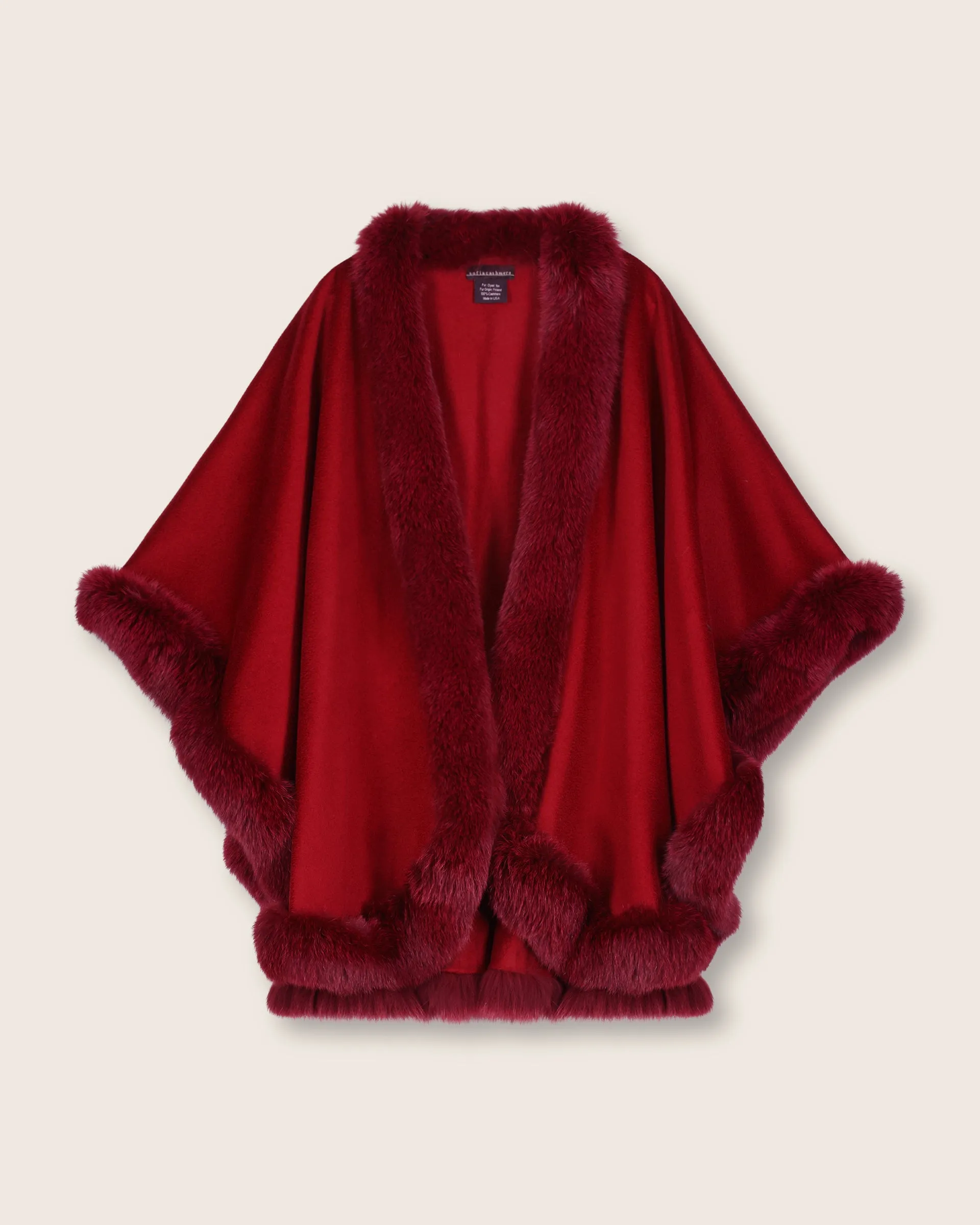 Cervinia Fur Trimmed Cashmere Cape Classic Length