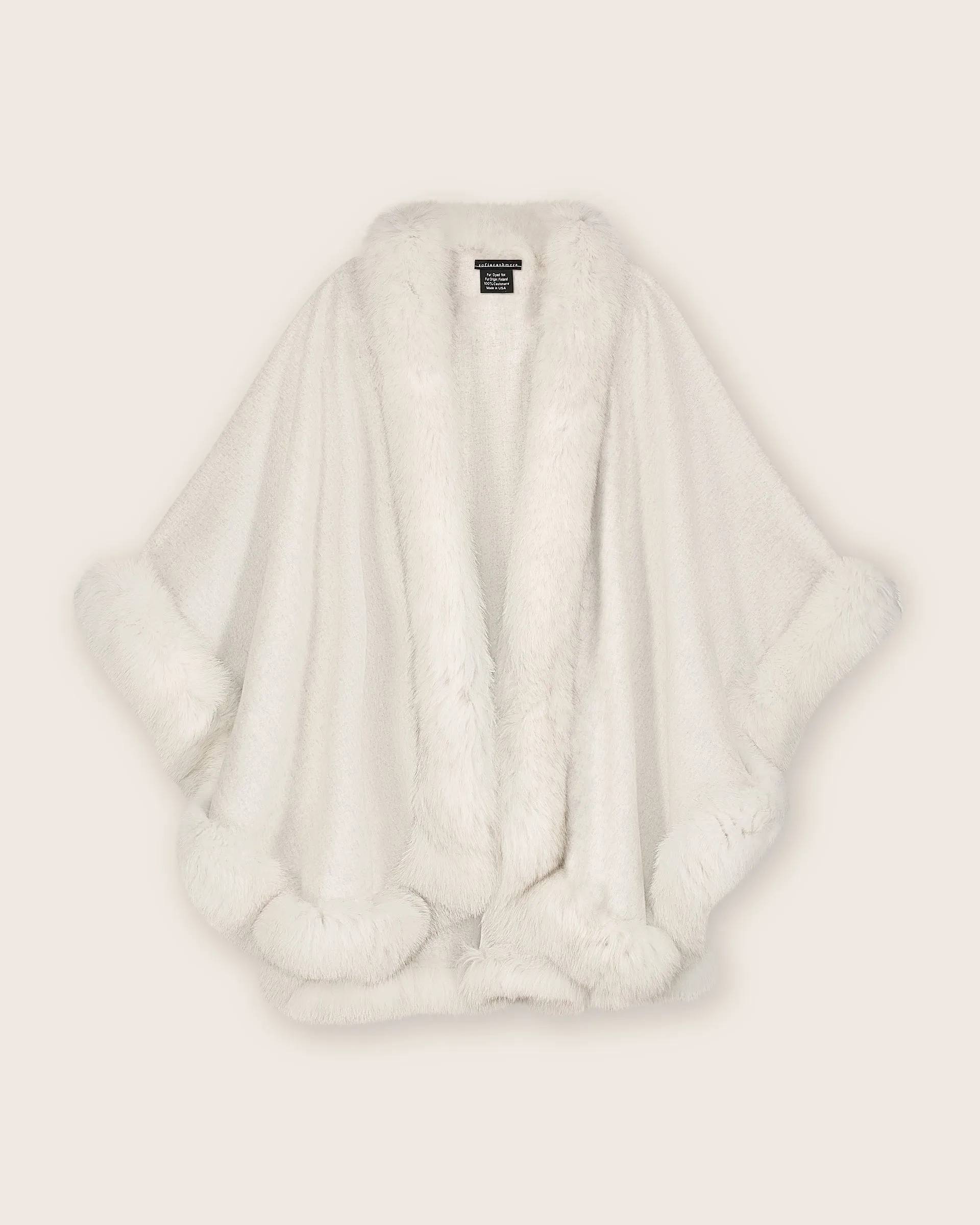 Cervinia Fur Trimmed Cashmere Cape Classic Length