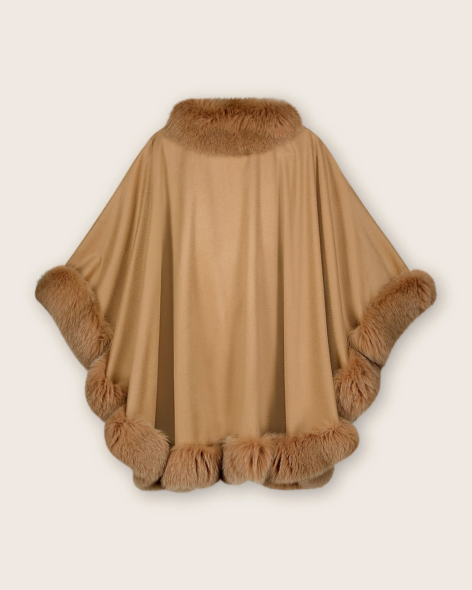 Cervinia Fur Trimmed Cashmere Cape Classic Length