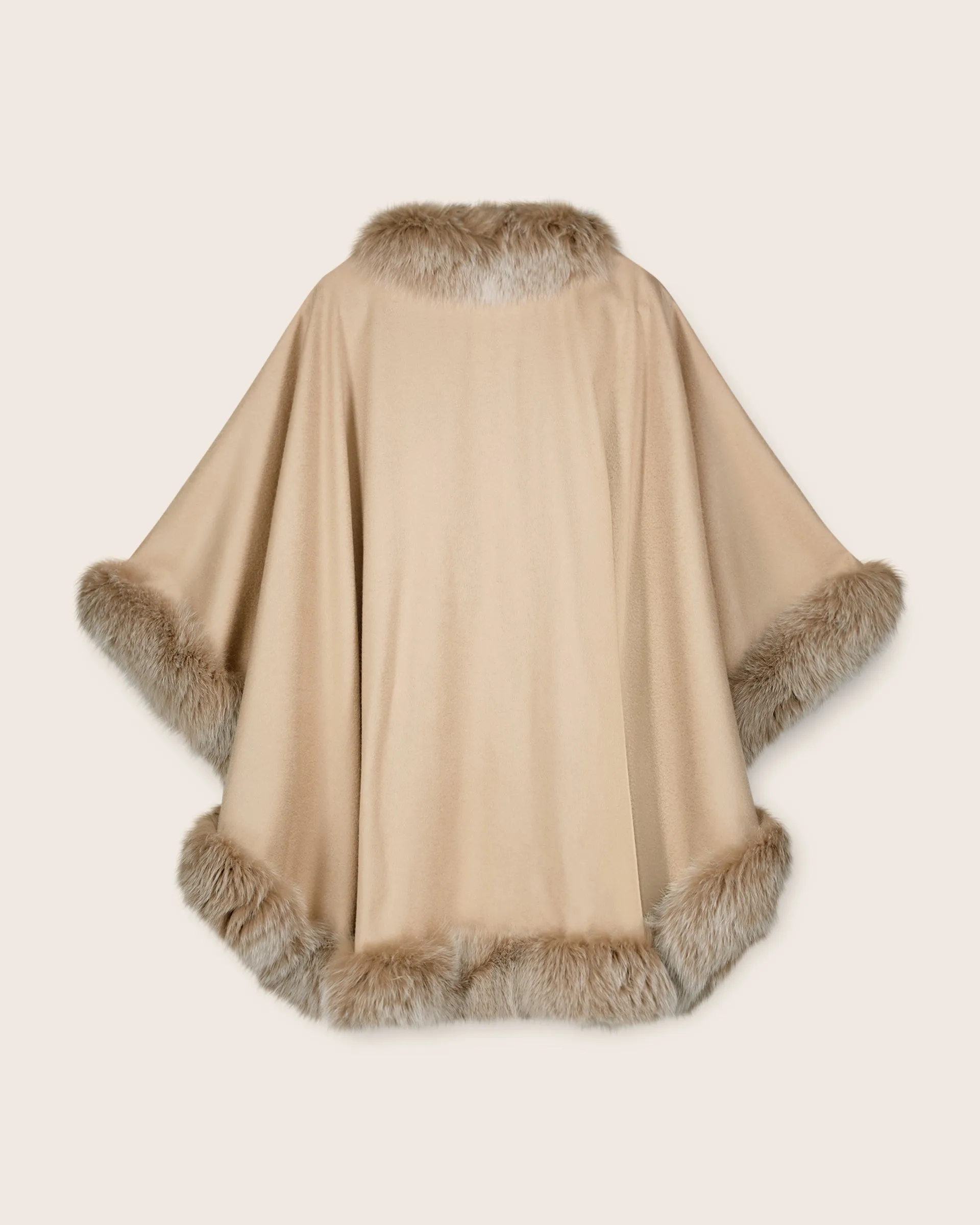 Cervinia Fur Trimmed Cashmere Cape Classic Length