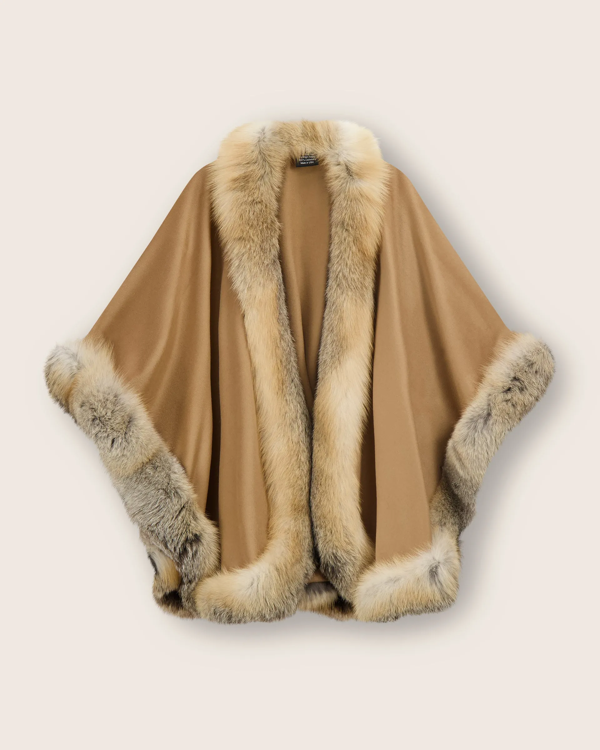 Cervinia Fur Trimmed Cashmere Cape Classic Length