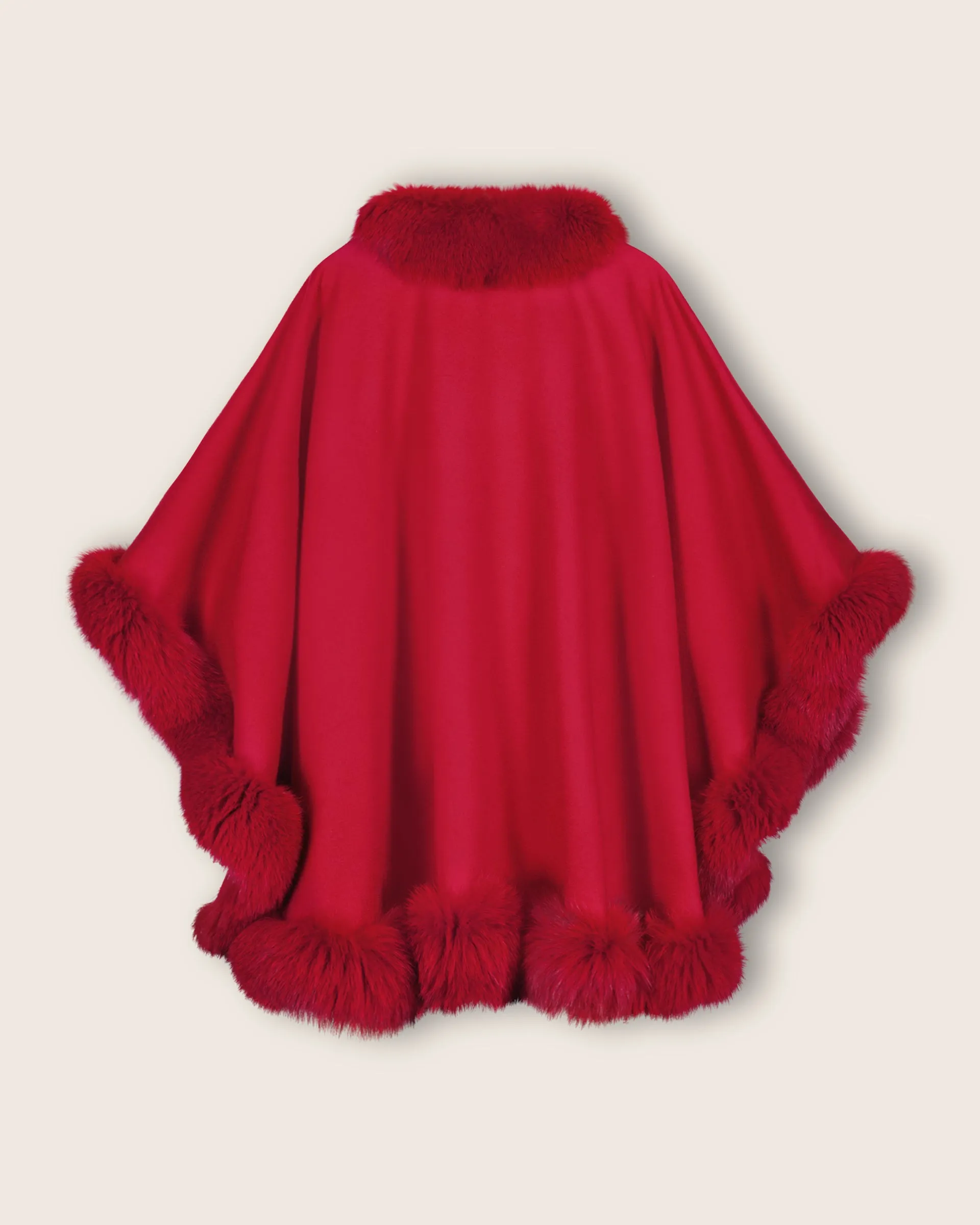Cervinia Fur Trimmed Cashmere Cape Classic Length