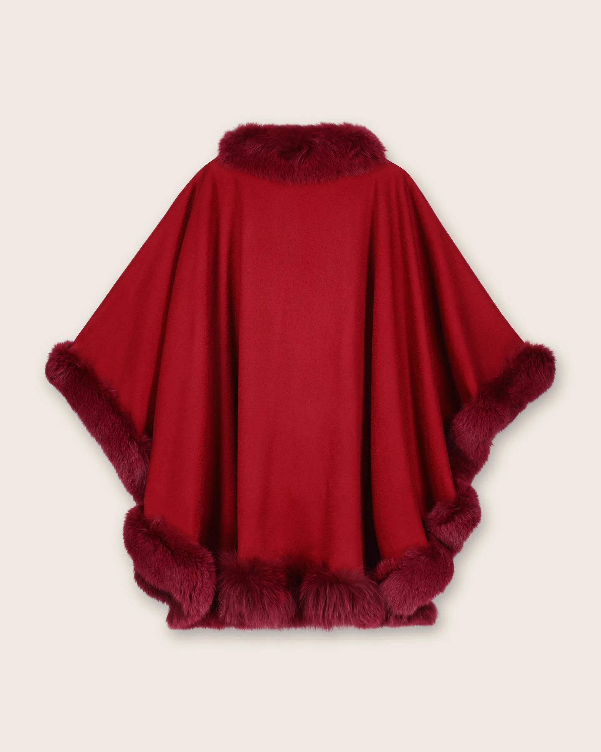 Cervinia Fur Trimmed Cashmere Cape Classic Length