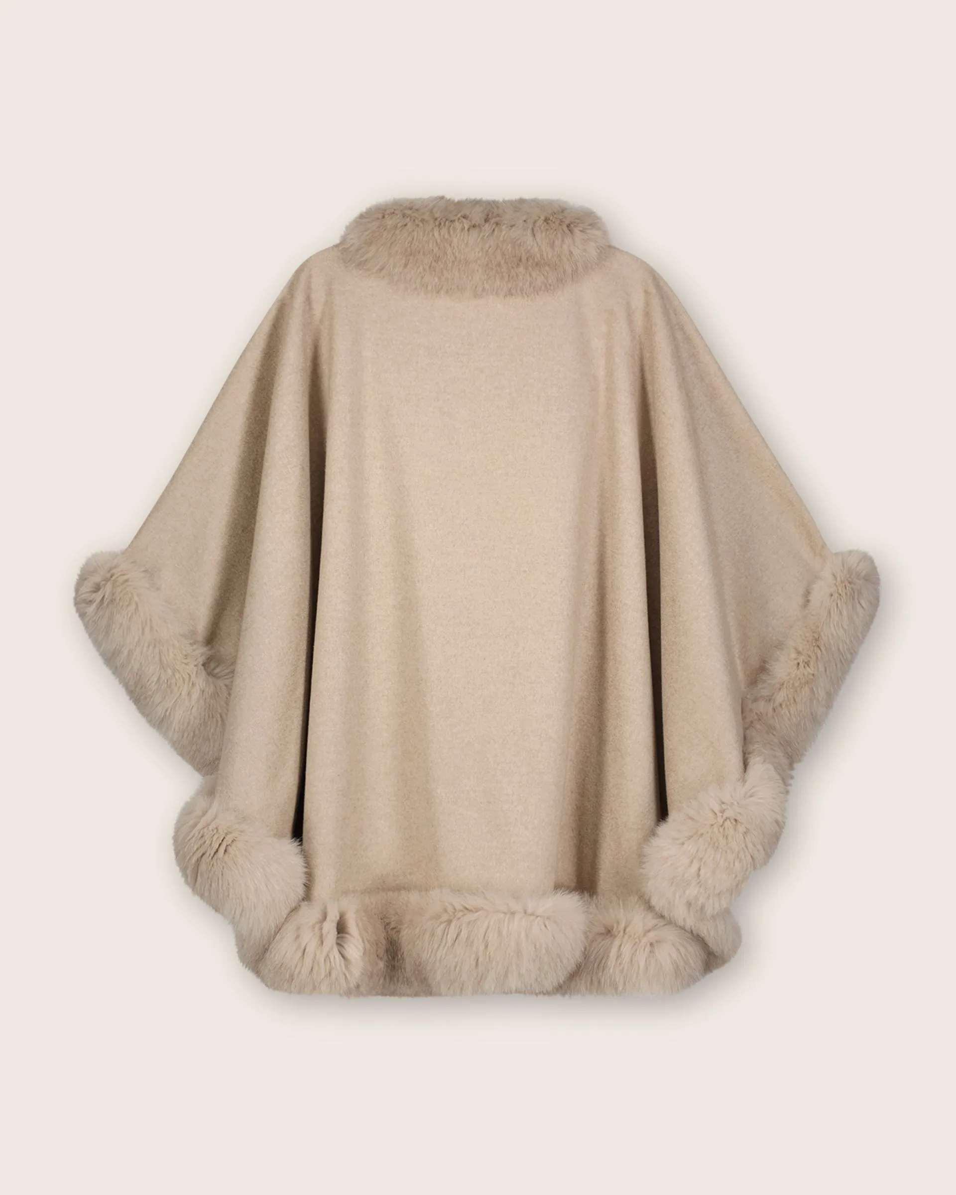 Cervinia Fur Trimmed Cashmere Cape Classic Length