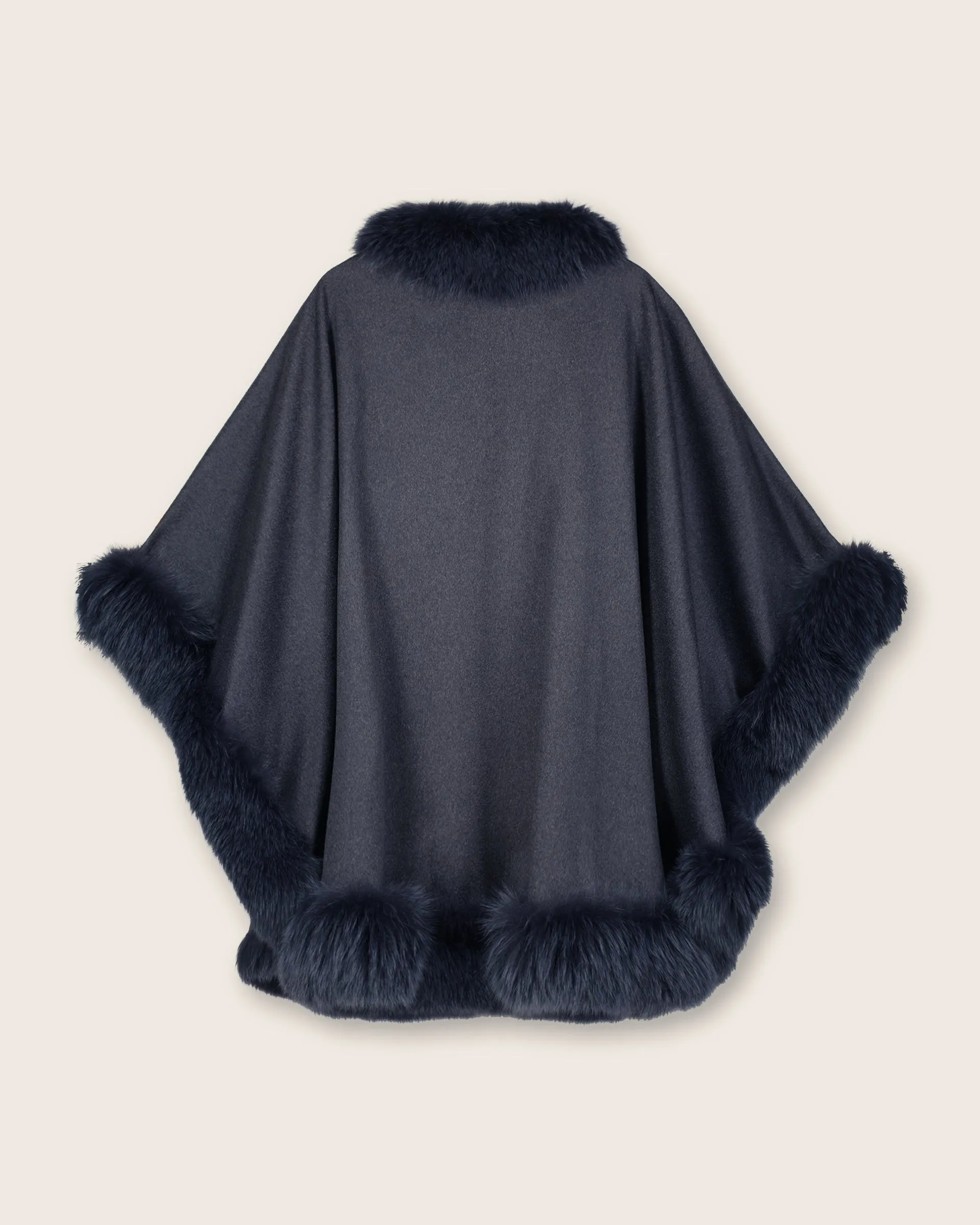 Cervinia Fur Trimmed Cashmere Cape Classic Length
