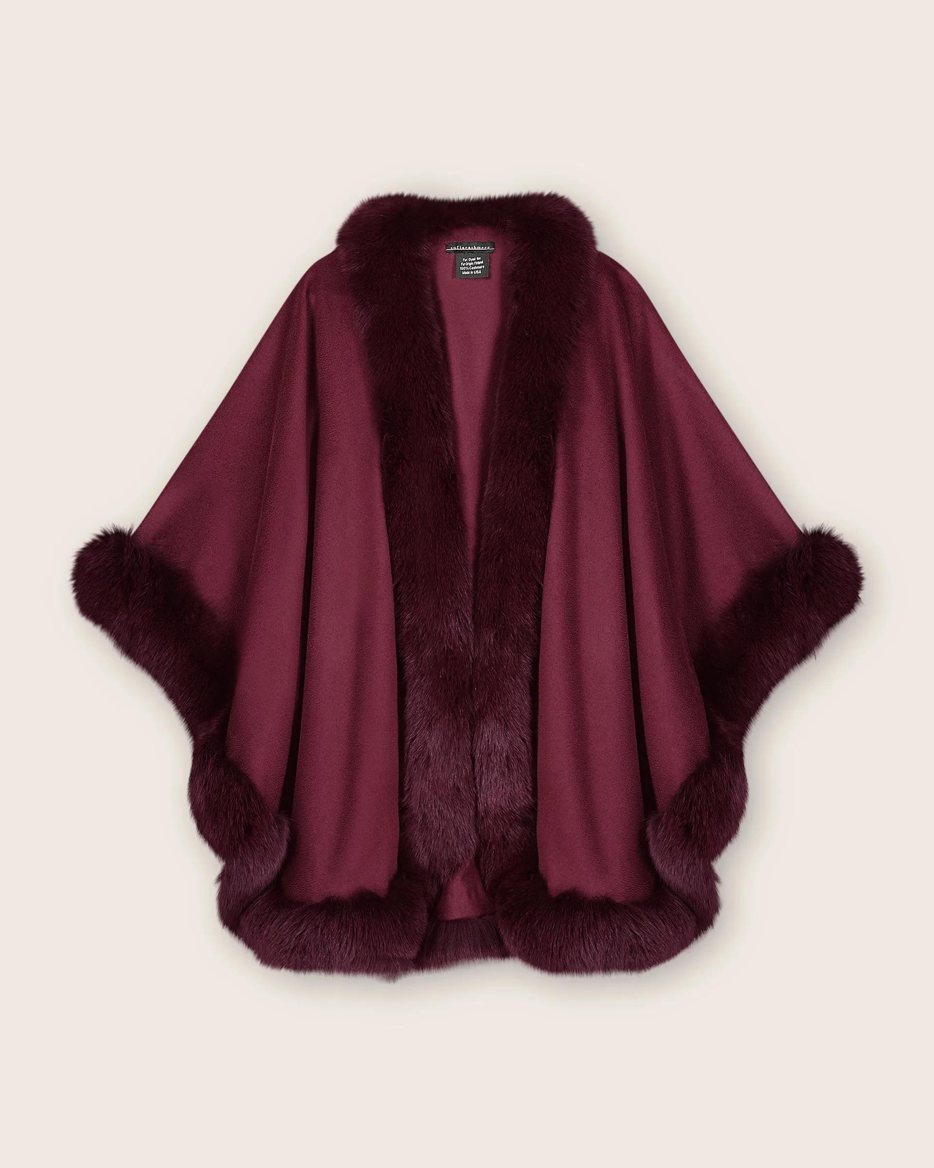 Cervinia Fur Trimmed Cashmere Cape Classic Length