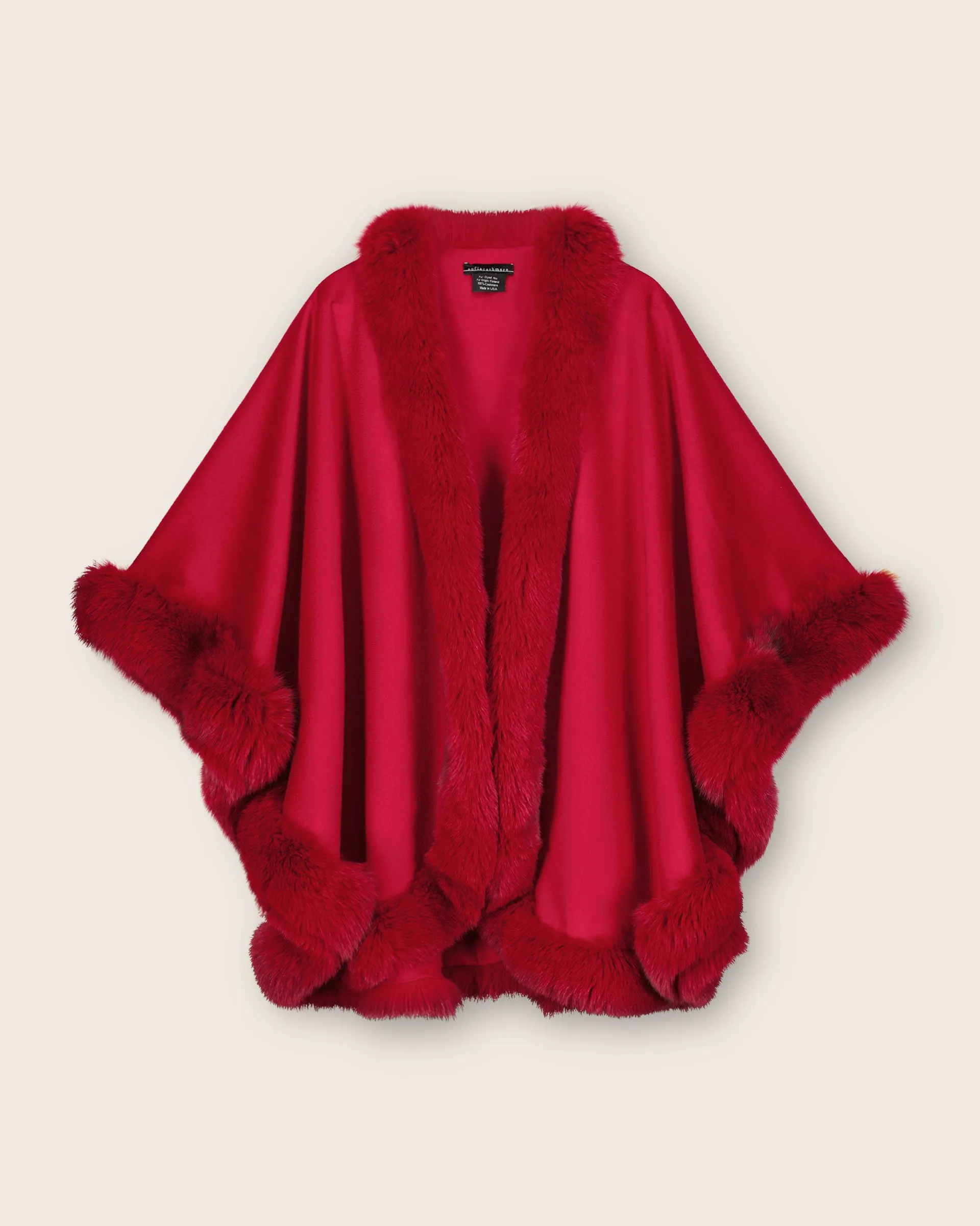 Cervinia Fur Trimmed Cashmere Cape Classic Length