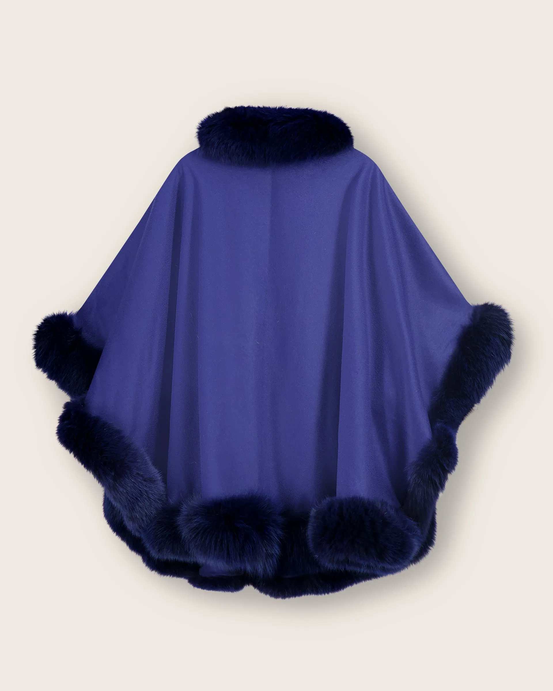 Cervinia Fur Trimmed Cashmere Cape Classic Length
