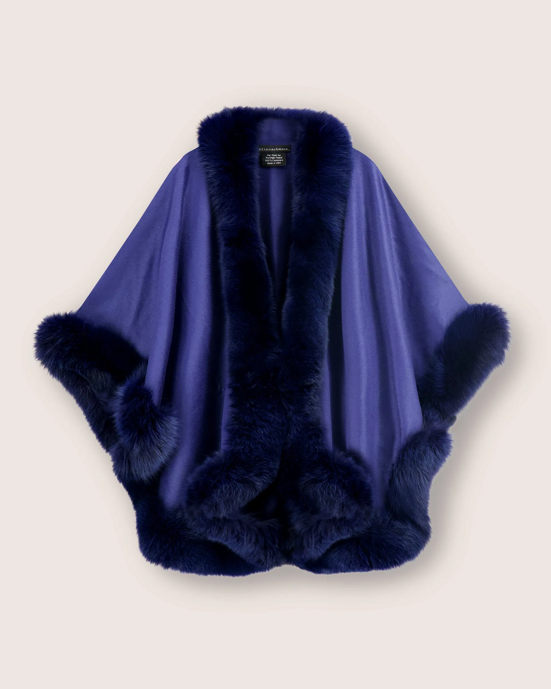 Cervinia Fur Trimmed Cashmere Cape Classic Length