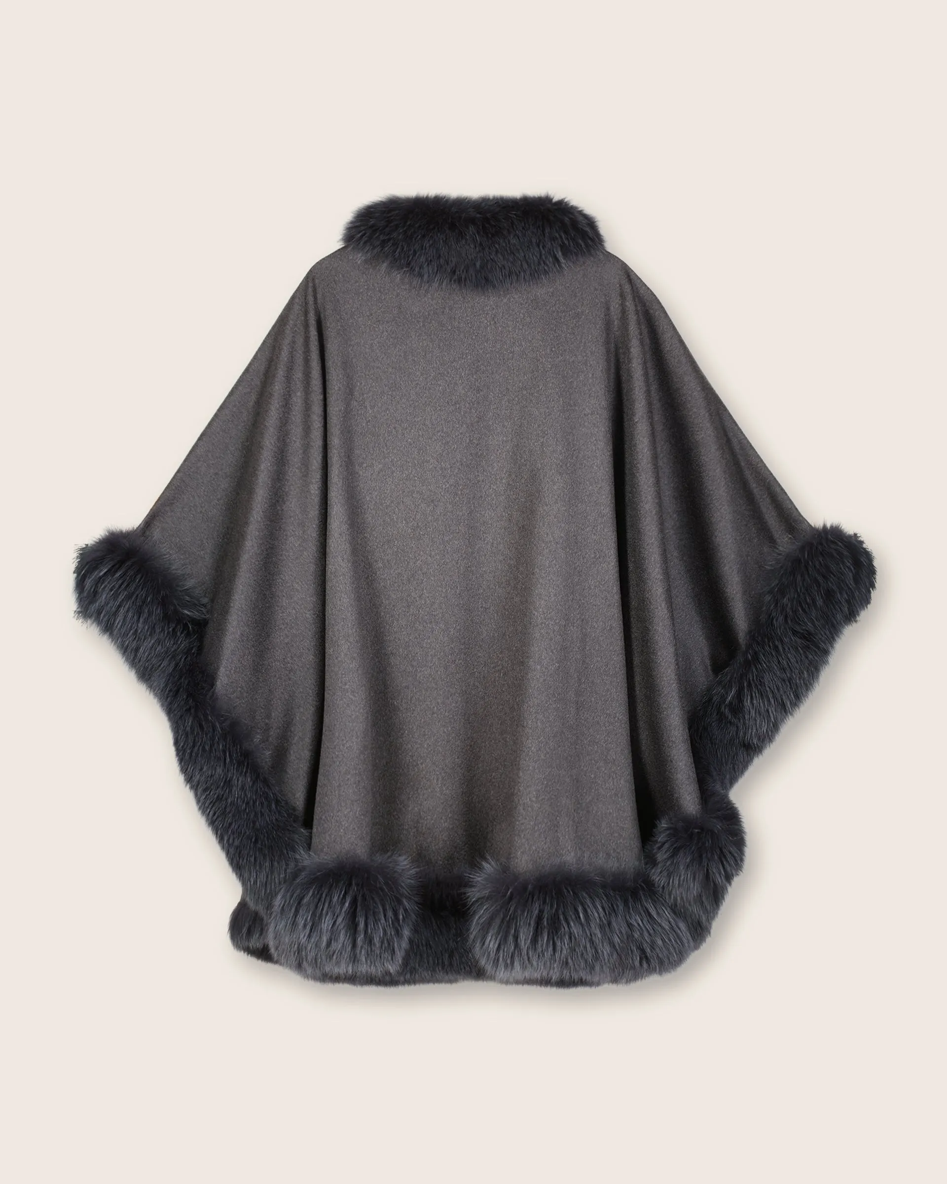 Cervinia Fur Trimmed Cashmere Cape Classic Length