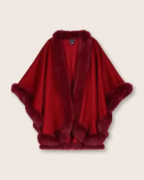 Cervinia Fur Trimmed Cashmere Cape Classic Length