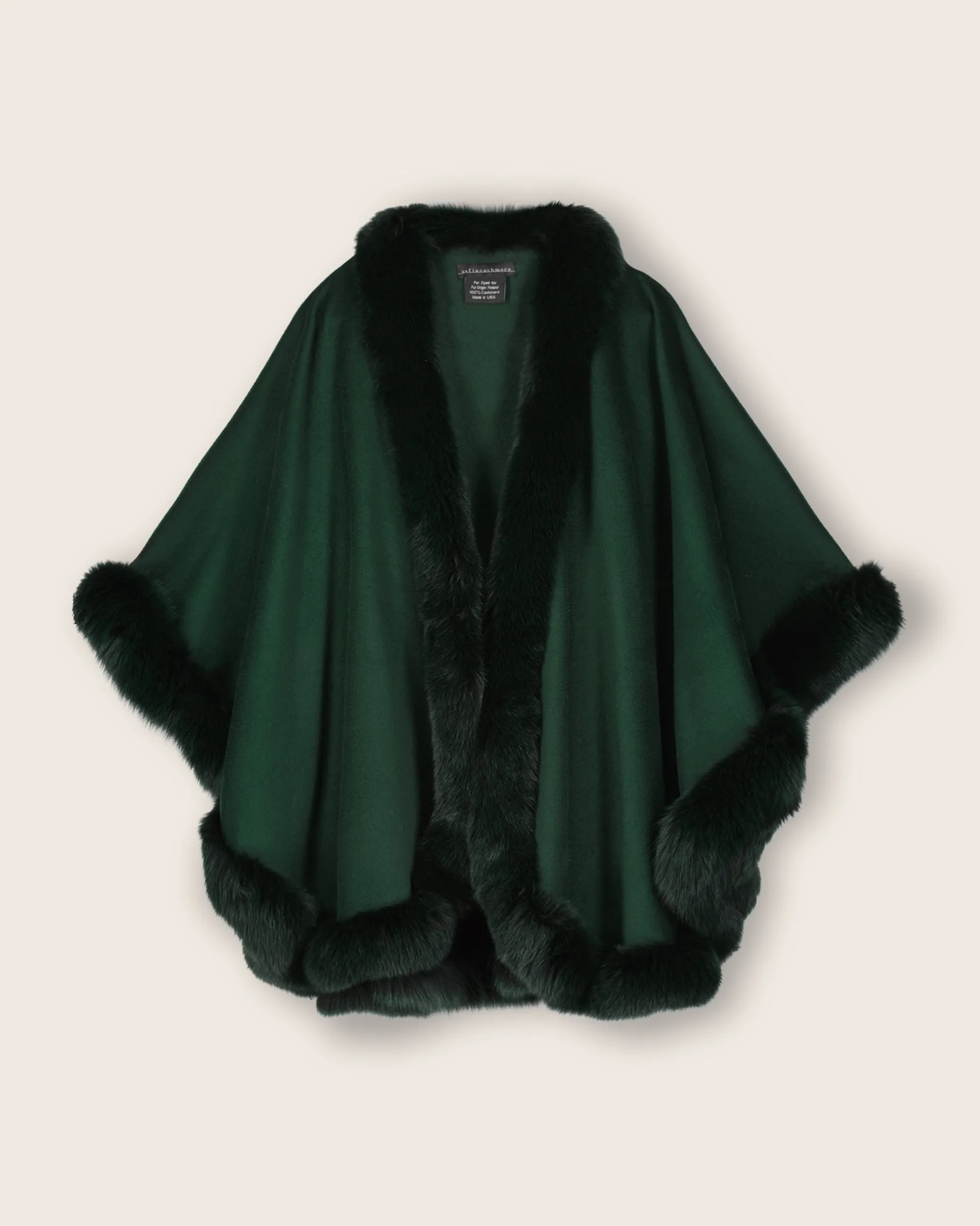 Cervinia Fur Trimmed Cashmere Cape Classic Length