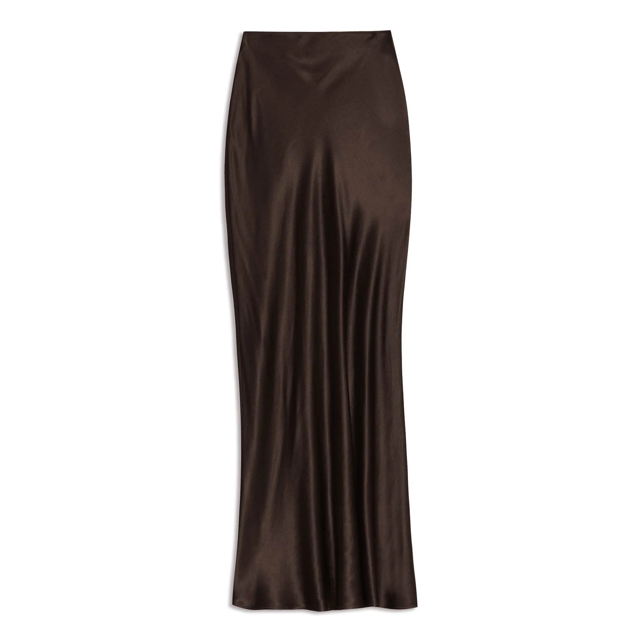 Chocolate Satin Maxi Skirt