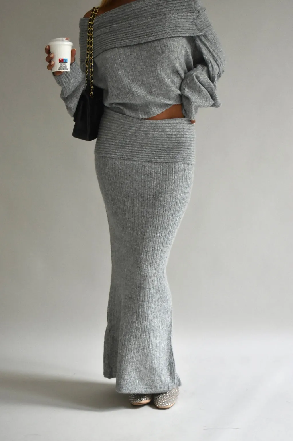 Cosy maxi skirt - Grijs