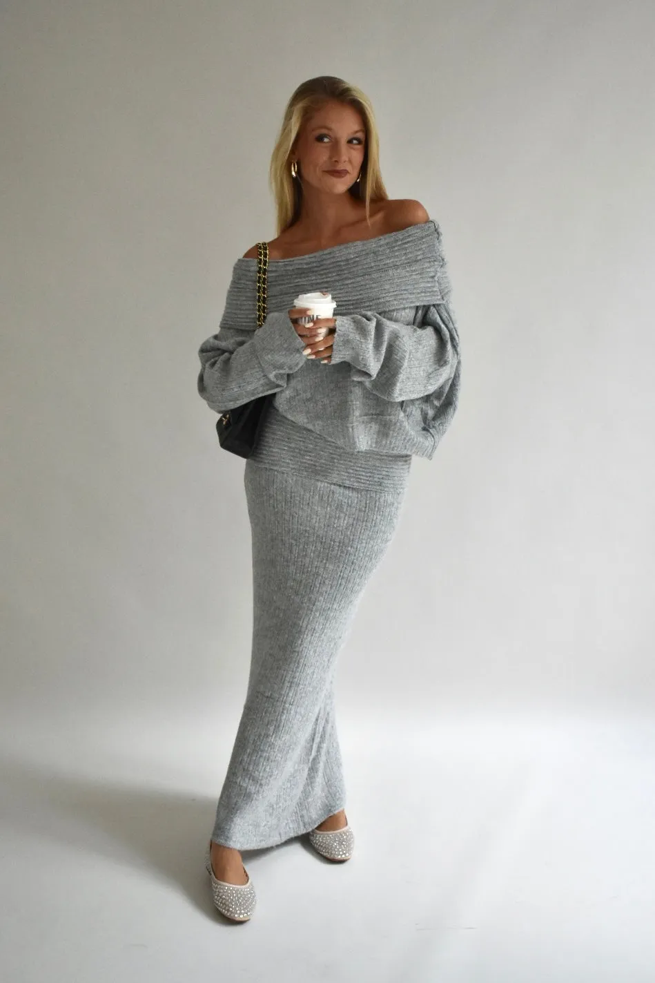 Cosy maxi skirt - Grijs