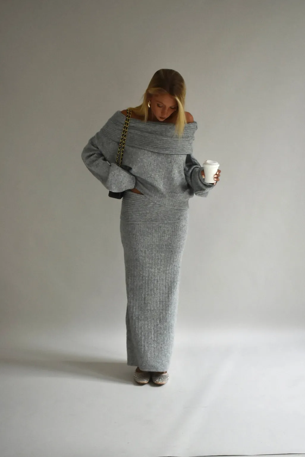 Cosy maxi skirt - Grijs