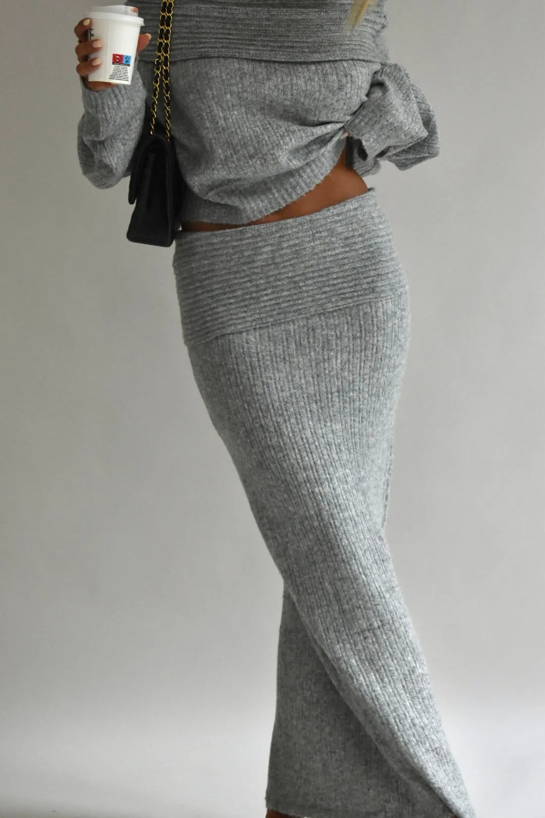 Cosy maxi skirt - Grijs