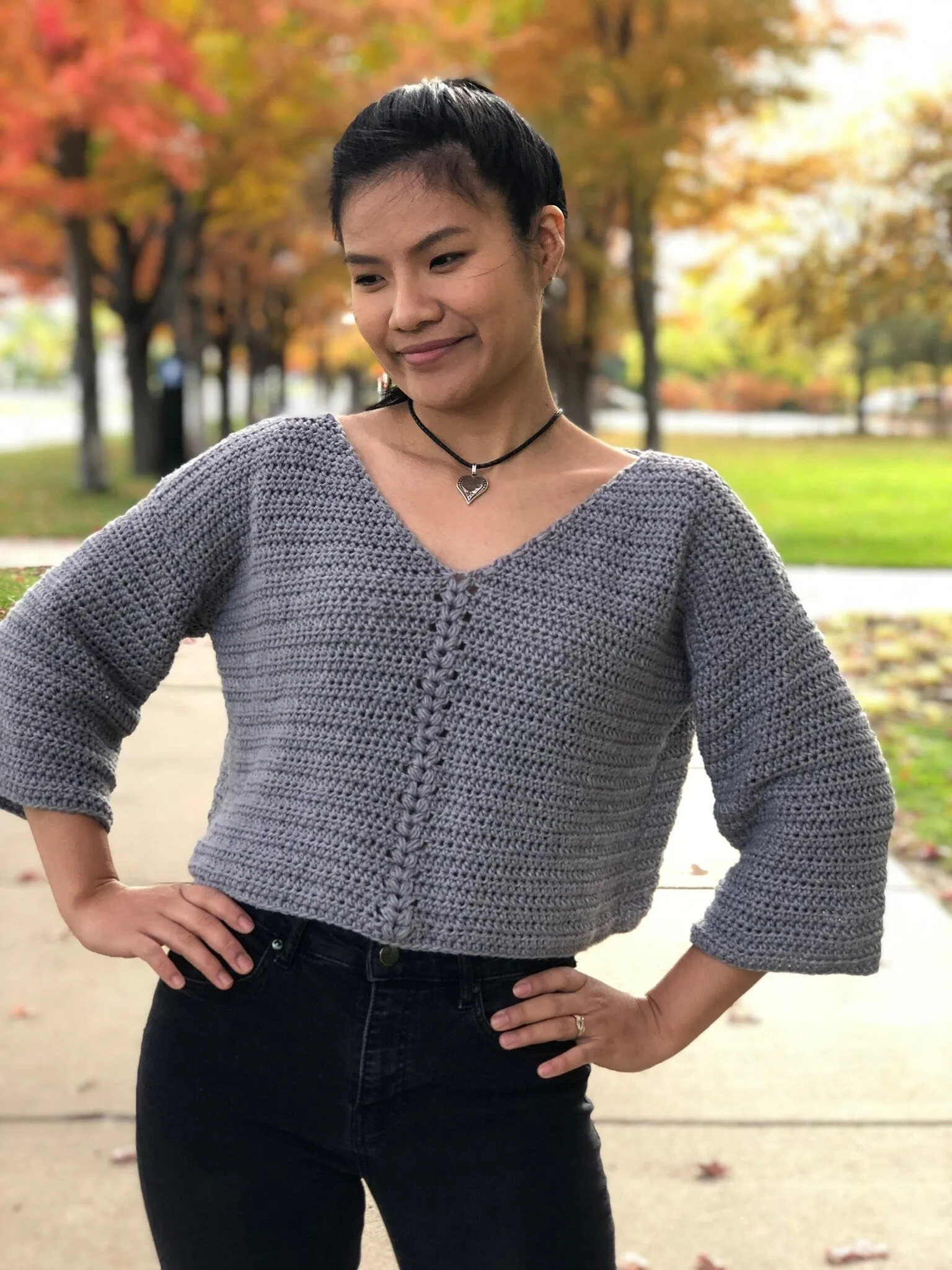 Cropped Crochet Pull Over Sweater Pattern PDF with follow along Video Tutorial