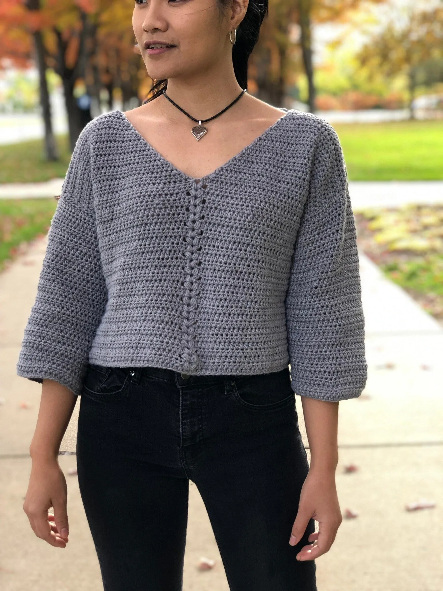 Cropped Crochet Pull Over Sweater Pattern PDF with follow along Video Tutorial