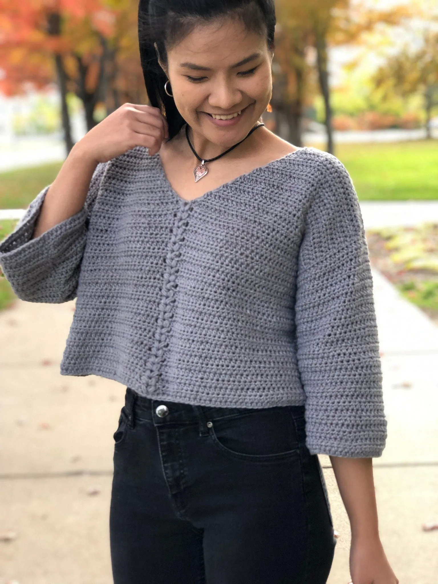 Cropped Crochet Pull Over Sweater Pattern PDF with follow along Video Tutorial