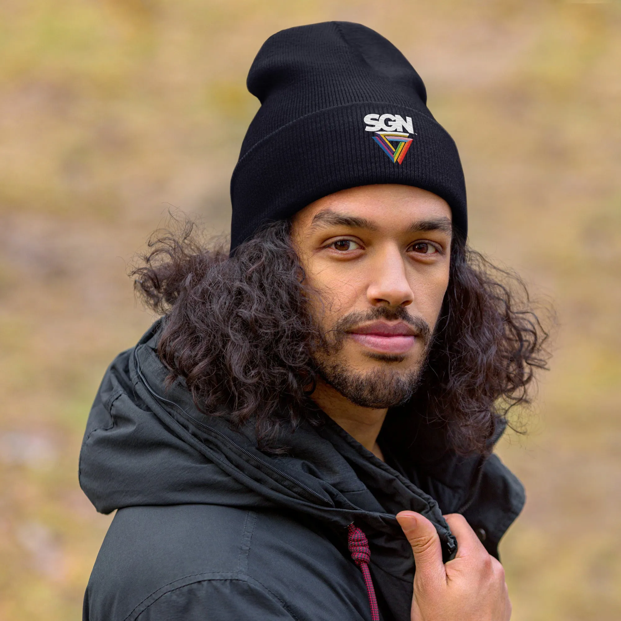 Cuffed SGN Full Color Logo Beanie, Seattle Gay News Knit Hat
