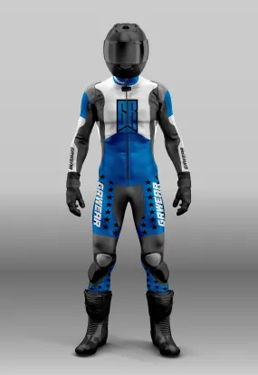 Custom grwear Motorcycle riding suit Blue and White