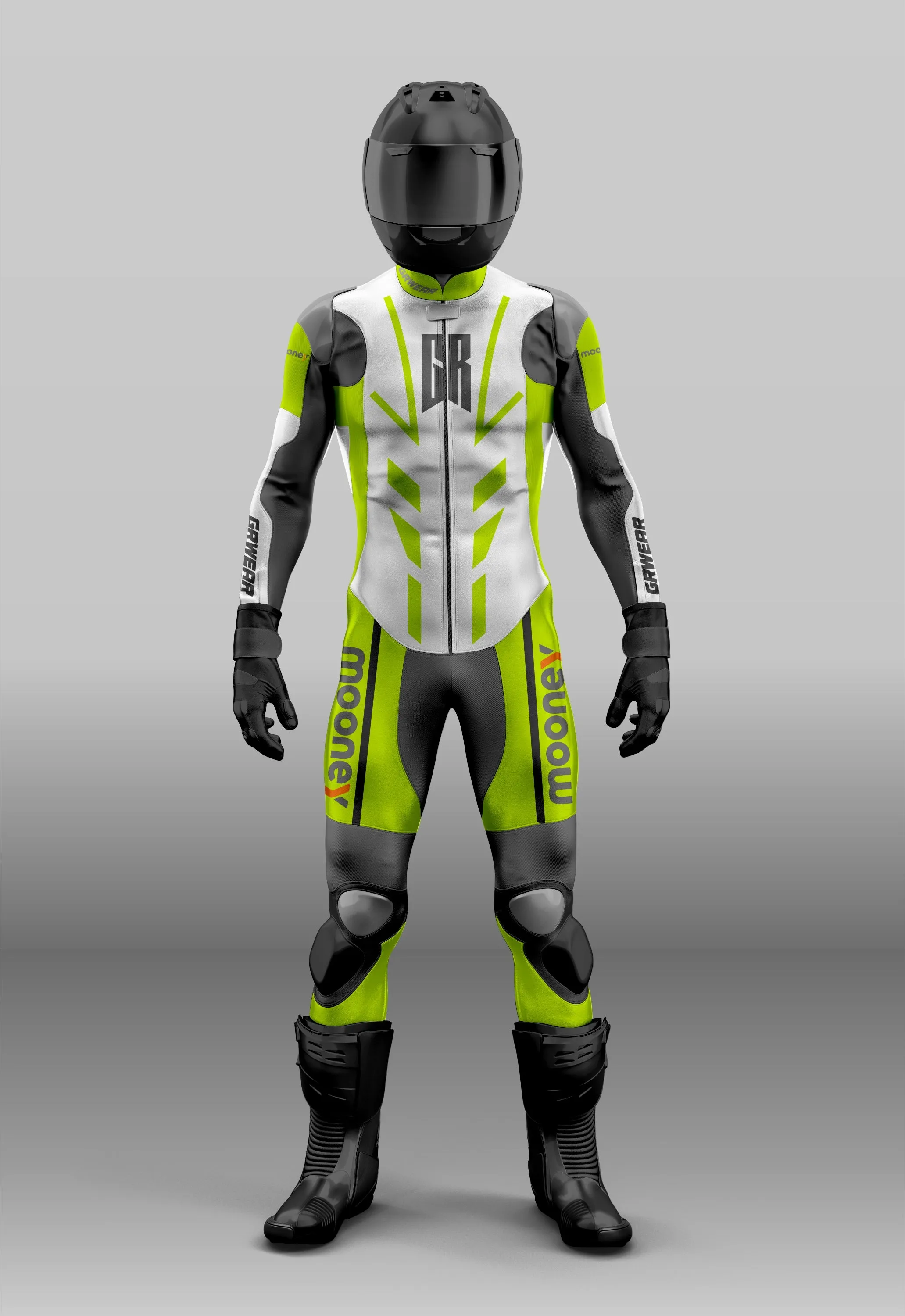 Custom grwear Motorcycle riding suit white black yellow green