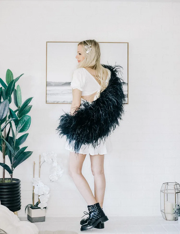 Daphne - Feather Cape in Black