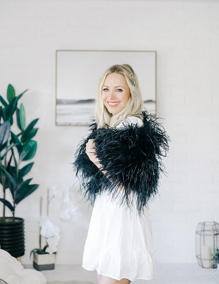 Daphne - Feather Cape in Black