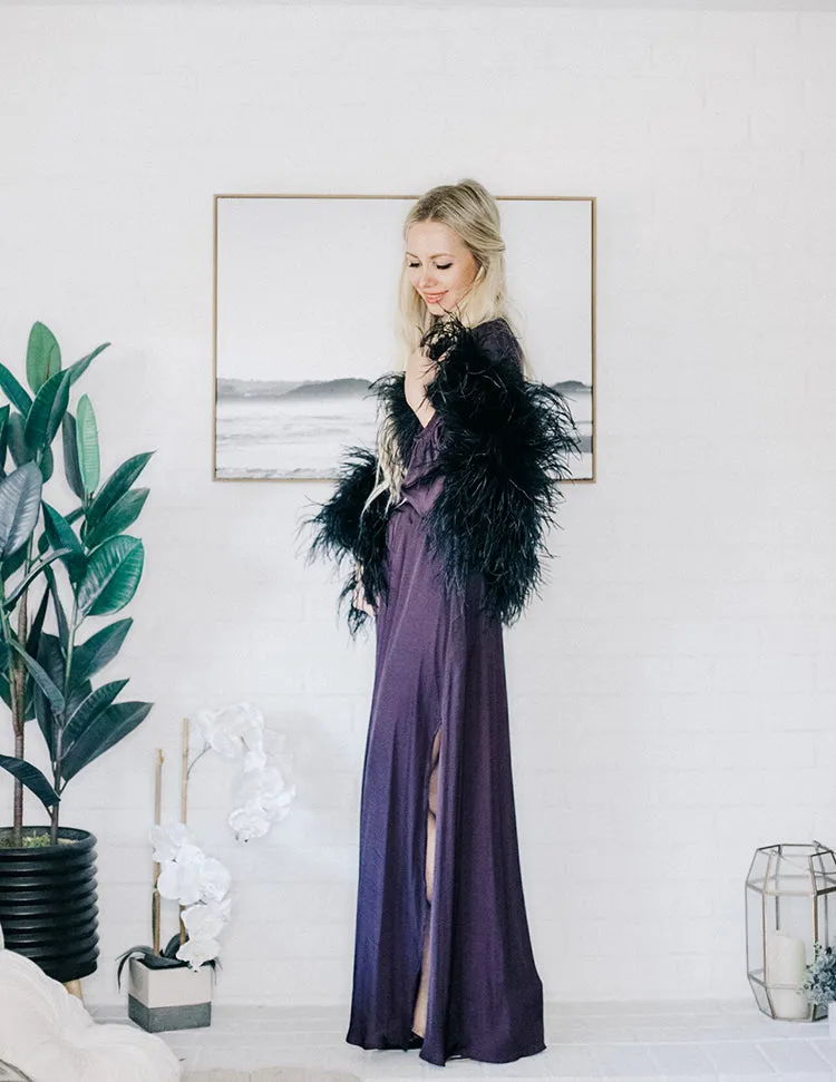 Daphne - Feather Cape in Black