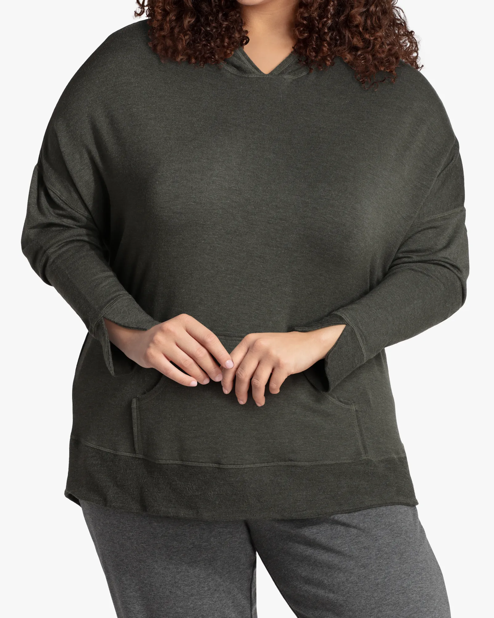 Deena Long Sleeve Knit Hoodie | Olive Green