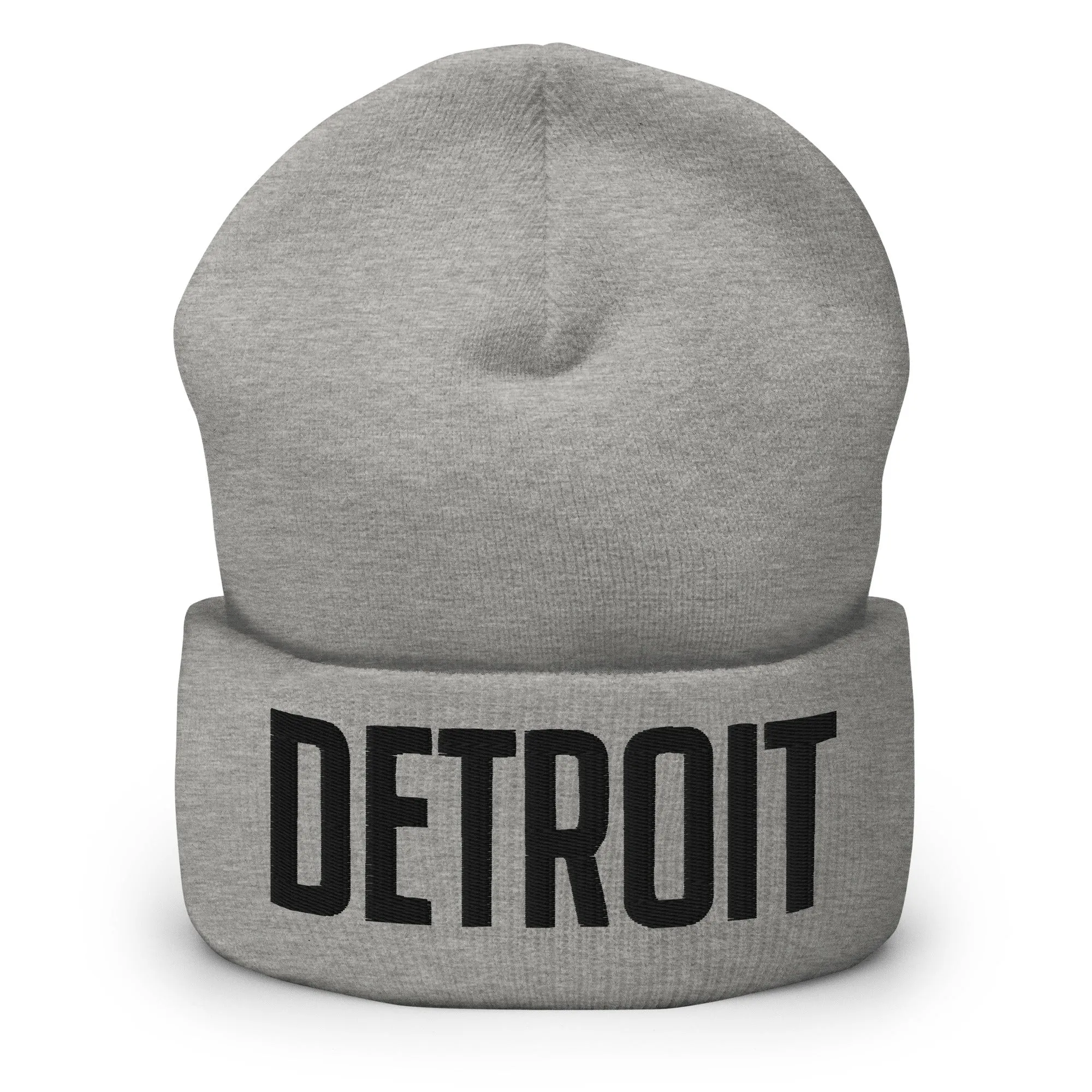 Detroit Embroidered Cuffed Beanie - Gray / Black