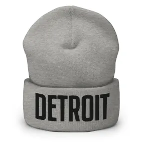 Detroit Embroidered Cuffed Beanie - Gray / Black