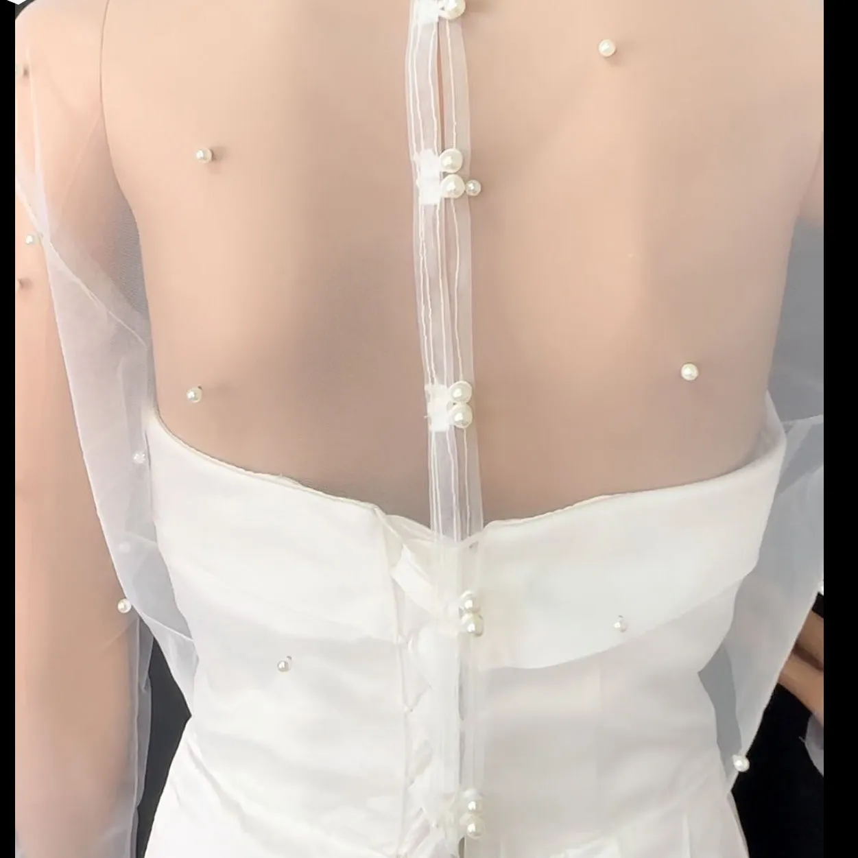 EMALZBY shoulder veil cape,pearl bridal shoulder cape veil,shoulder veil for wedding dress