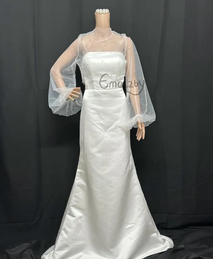 EMALZBYpearl bridal shoulder cape veil,shoulder veil wedding,shoulder veil for wedding dress