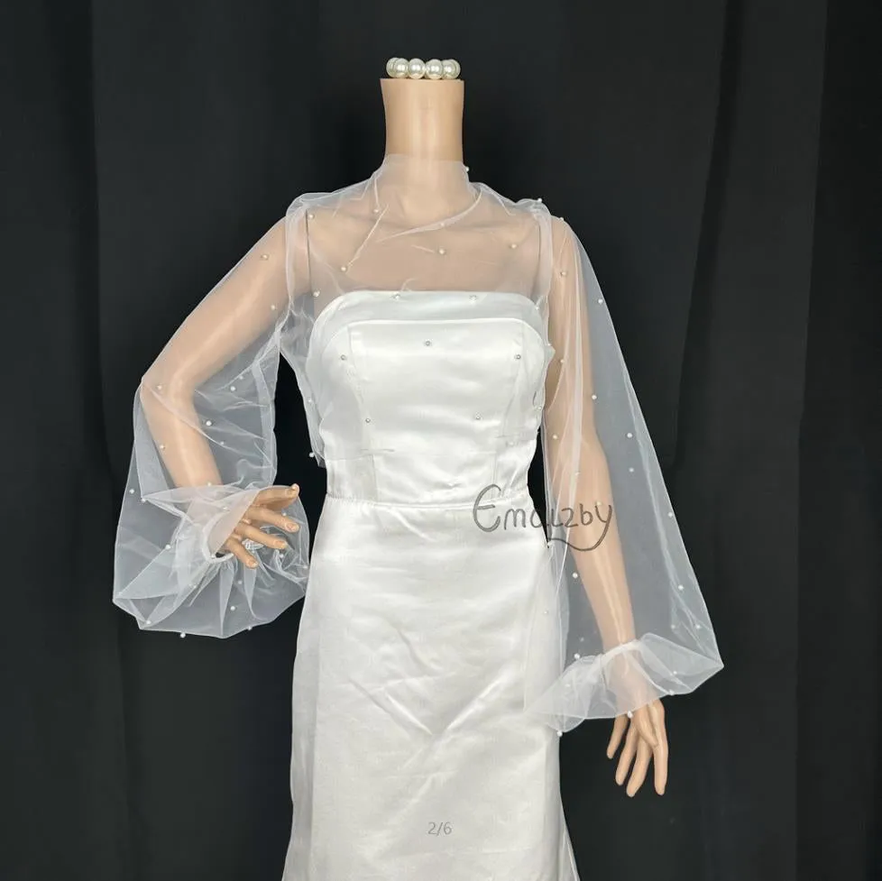 EMALZBYpearl bridal shoulder cape veil,shoulder veil wedding,shoulder veil for wedding dress