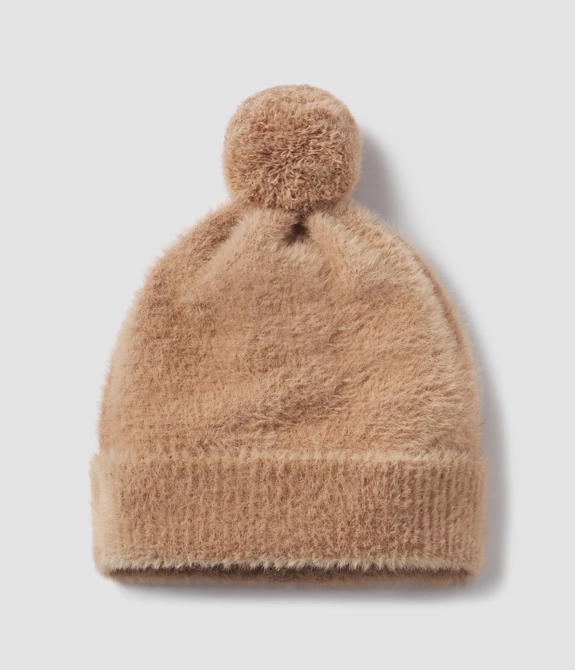 Feather Knit Beanie - Mocha Tan