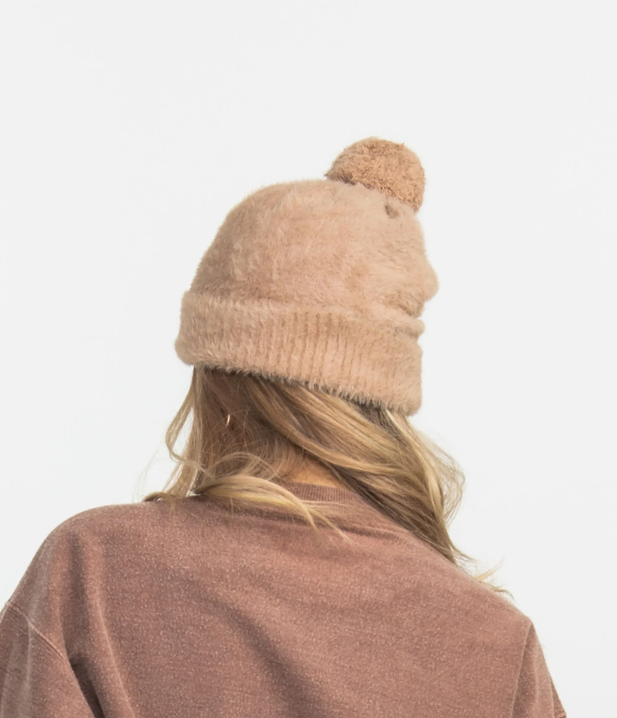 Feather Knit Beanie - Mocha Tan