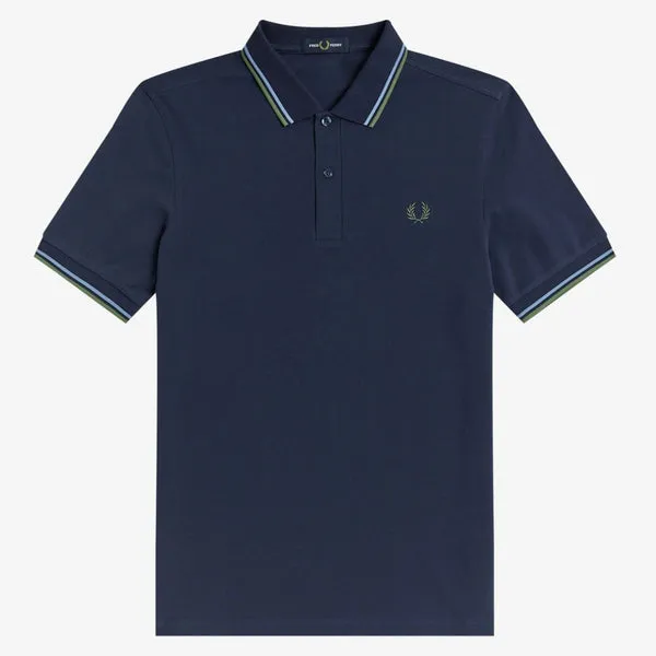 Fred P M3600 Polo - Dark Carbon / Ash Blue / Pistachio