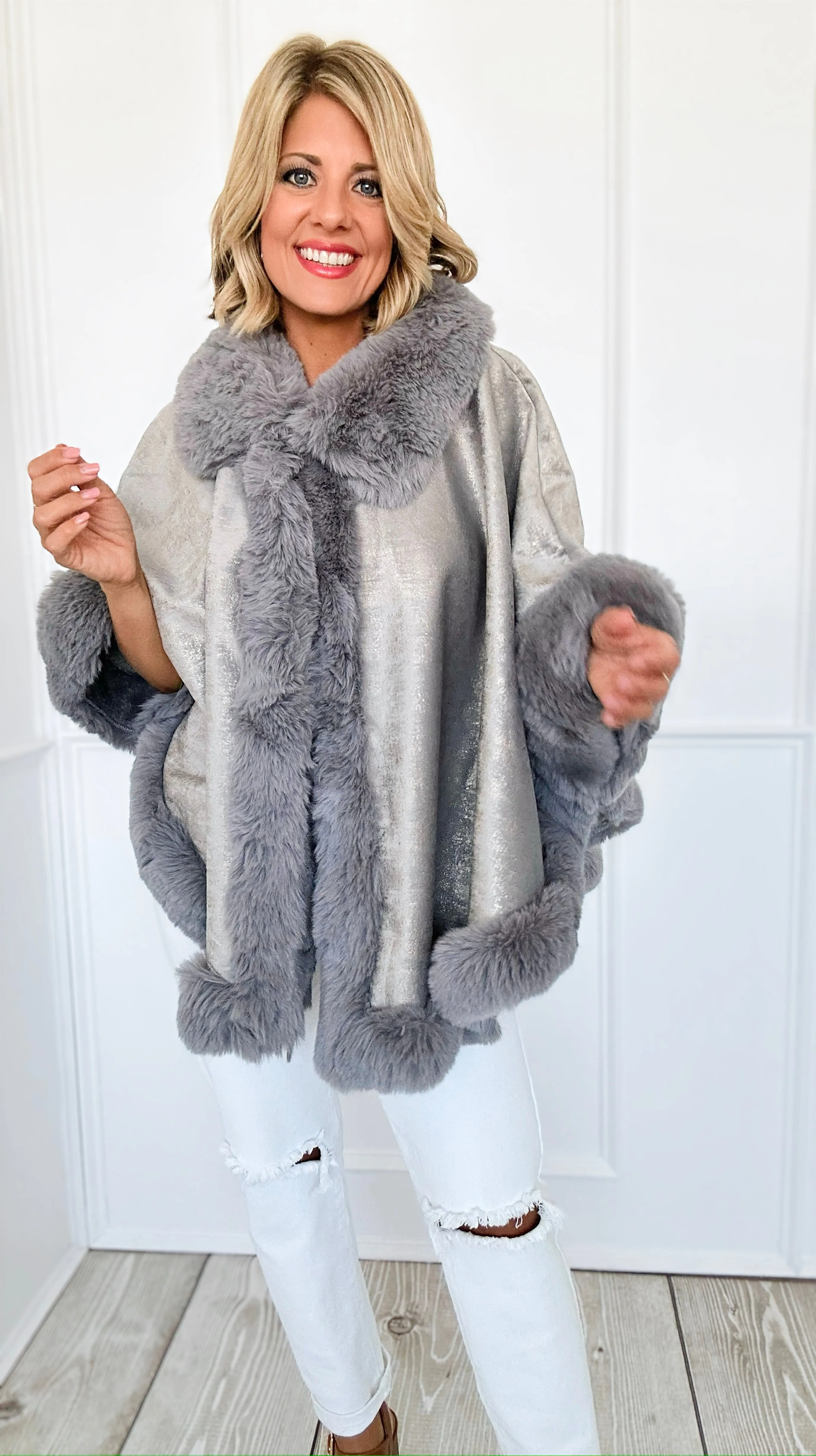Golden Hour Glam Cape - Grey
