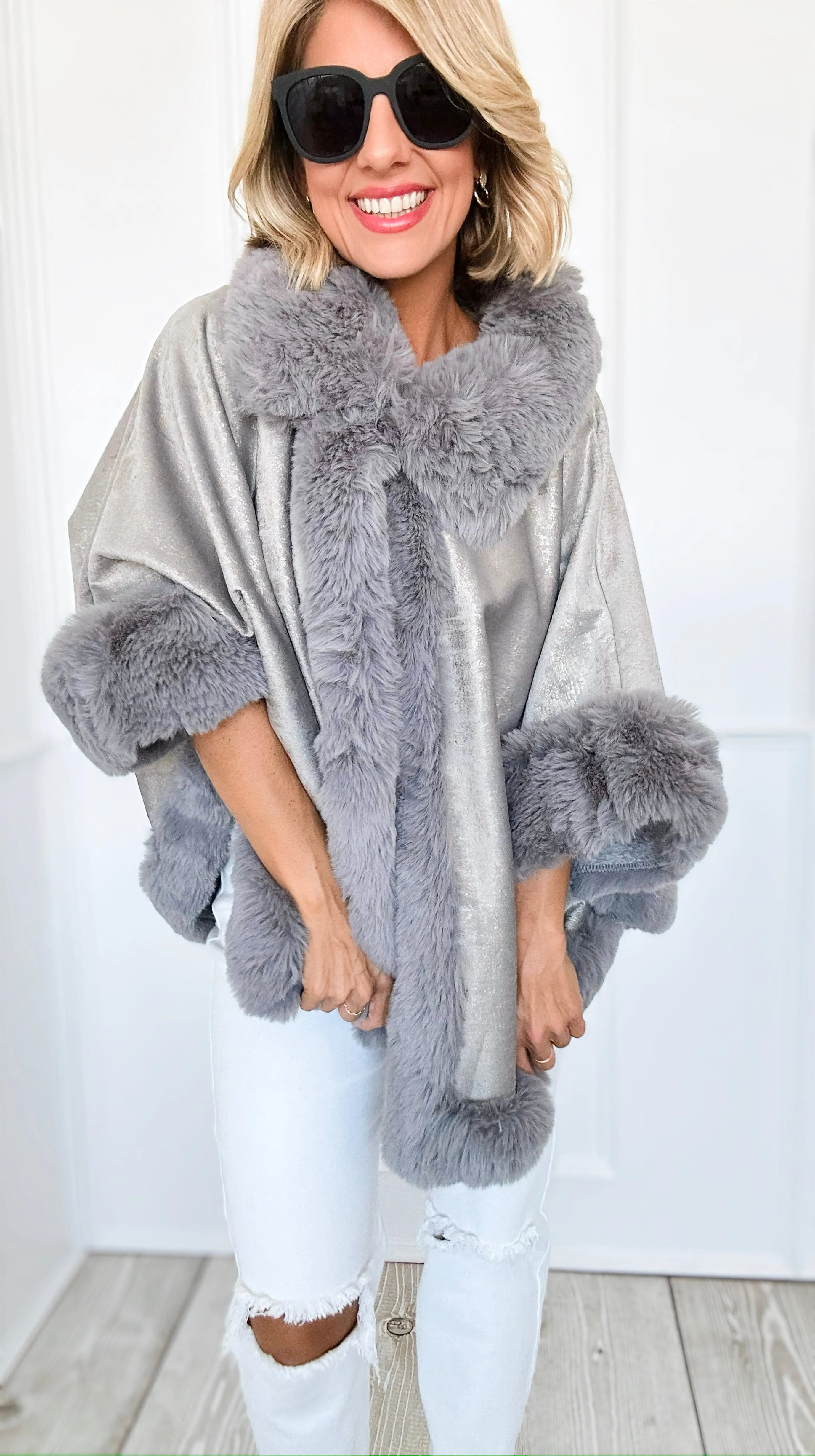 Golden Hour Glam Cape - Grey