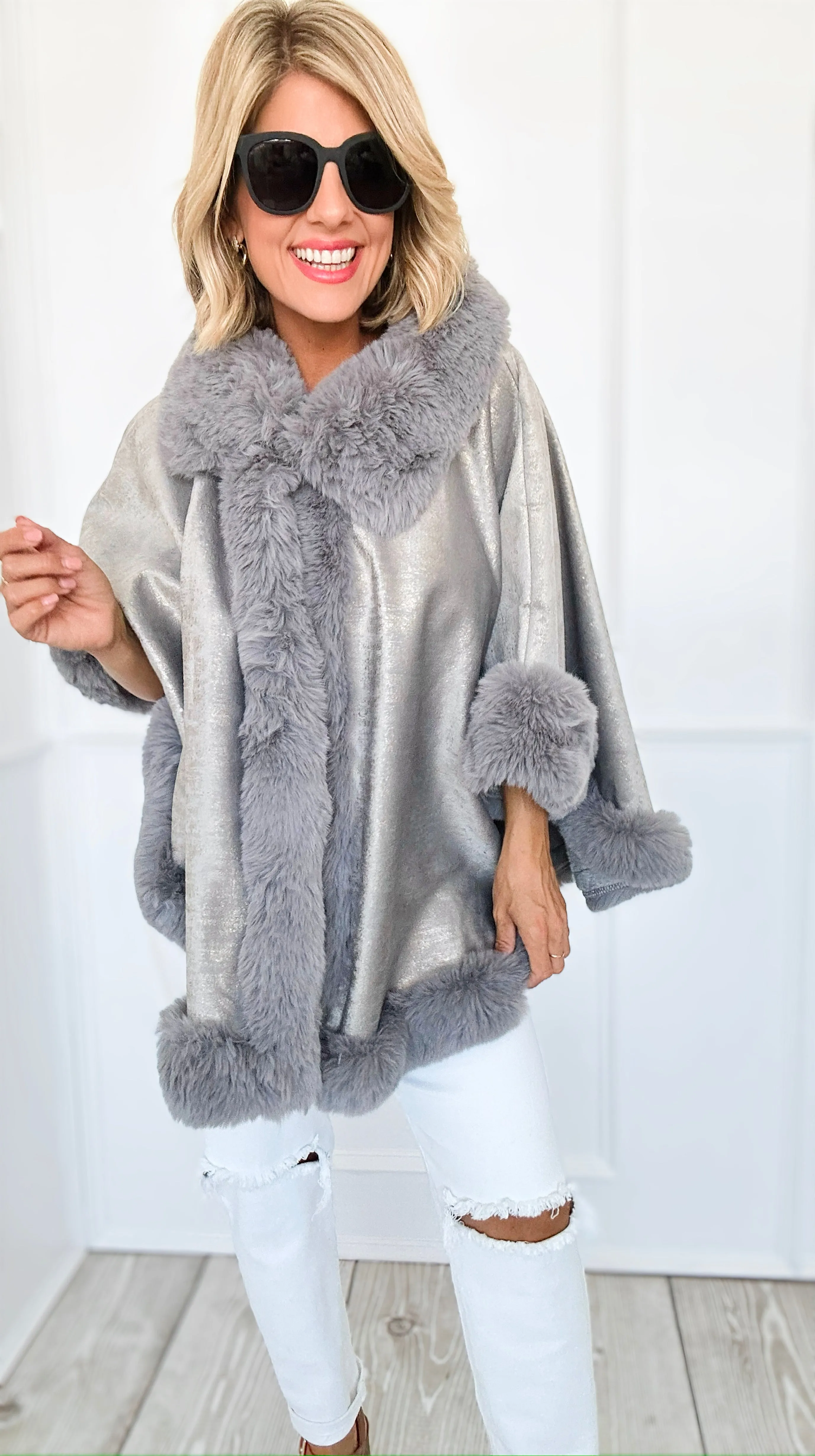 Golden Hour Glam Cape - Grey
